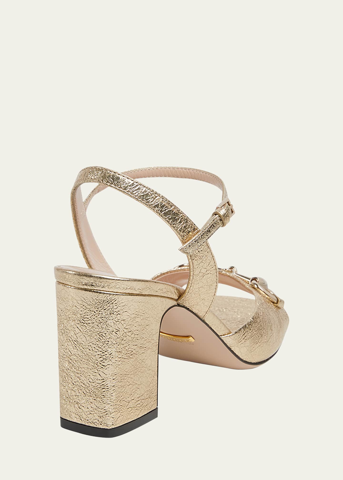 Gucci Metallic Galassia Lady Horsebit Sandals Image 3 of 5