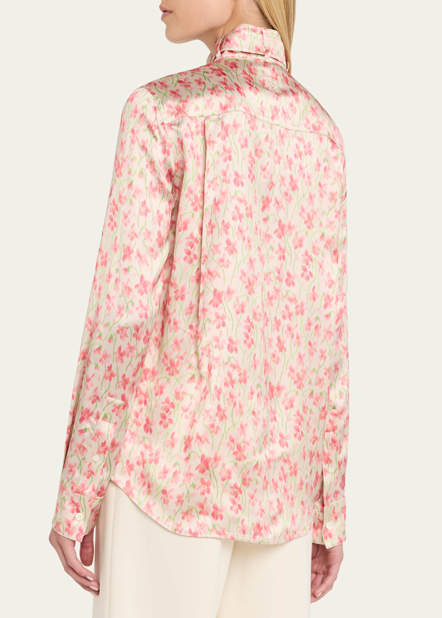 Loewe Floral Print Satin Button-Down Overshirt Image 3 of 5