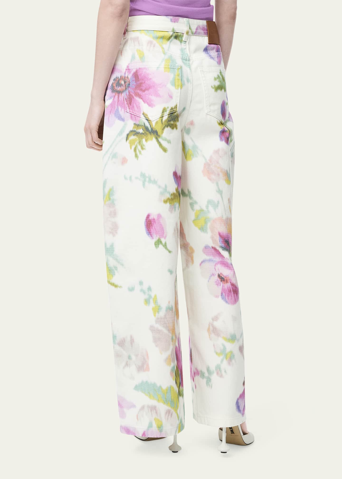 Loewe Floral-Print Wide-Leg Jeans Image 2 of 4