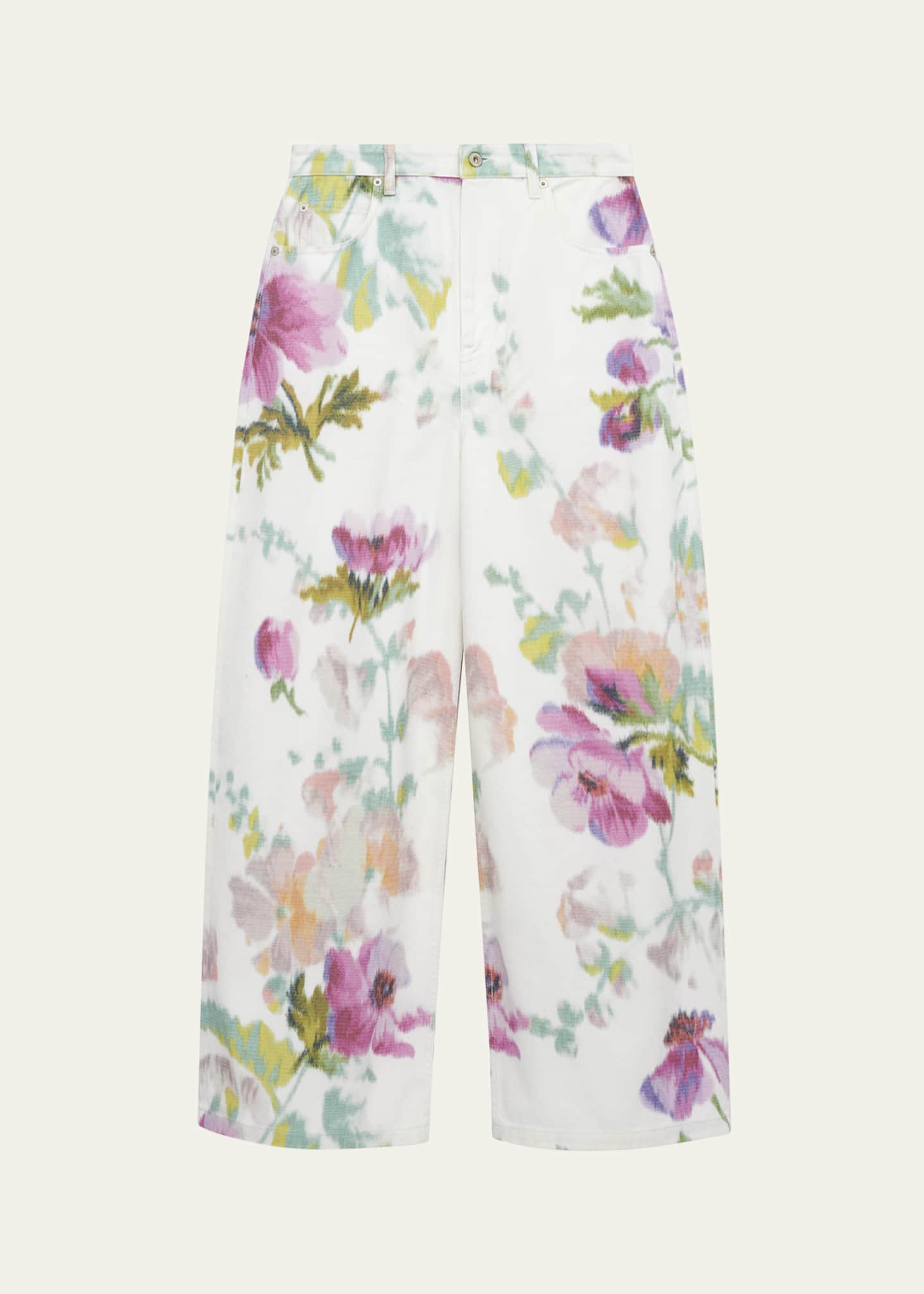 Loewe Floral-Print Wide-Leg Jeans Image 1 of 4