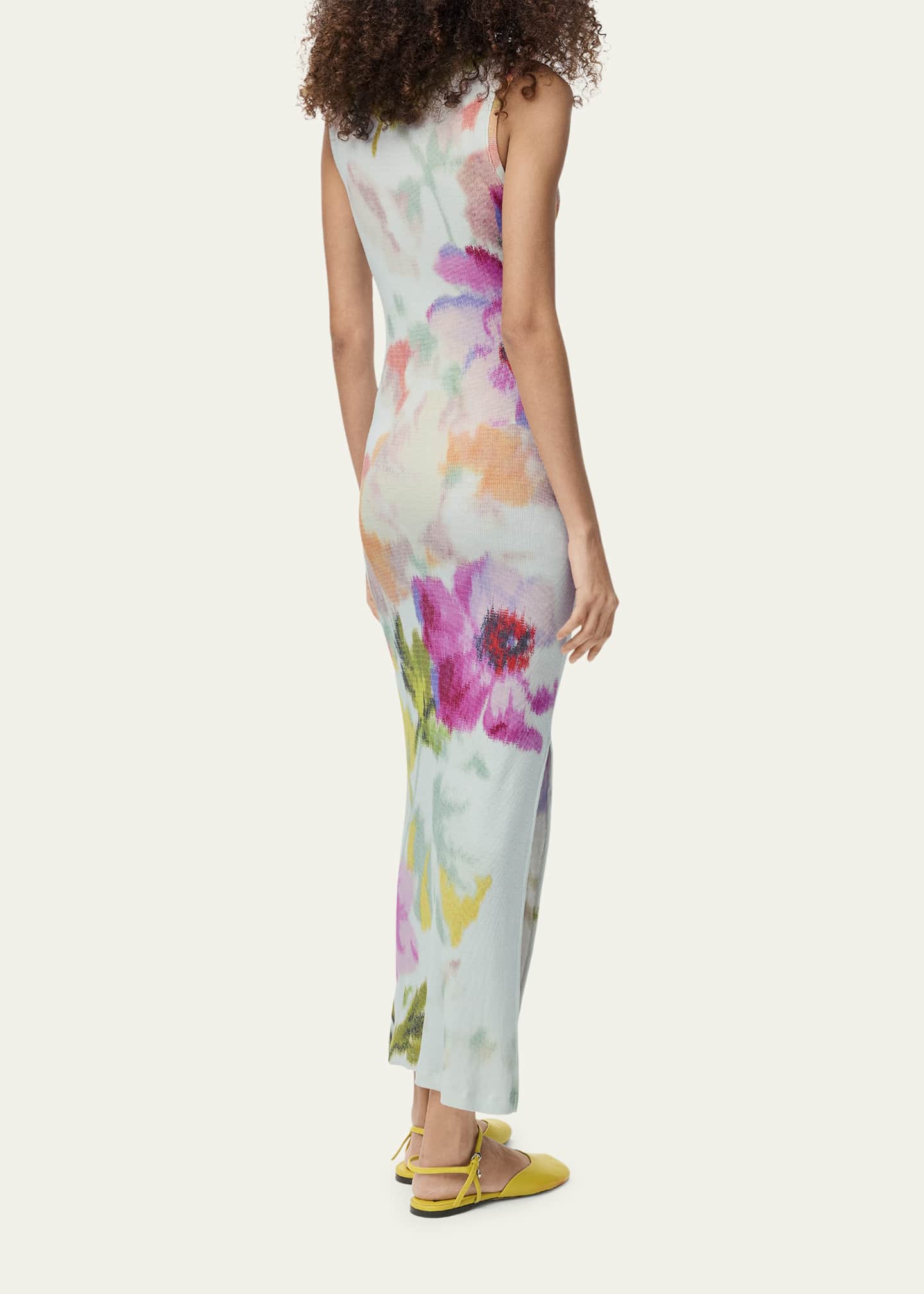Loewe Floral Print Mesh Sleeveless Ankle Dress Image 2 of 3