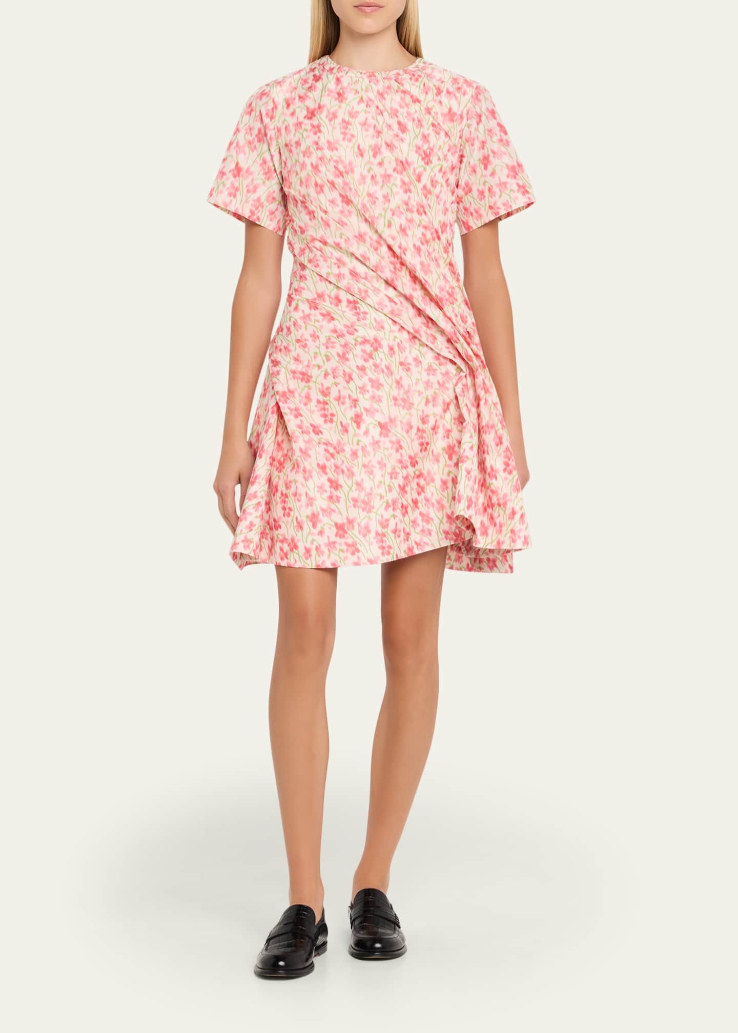 ワンピース LOEWE Floral dress Loewe Floral-Print Short-Sleeve Twisted Mini Dress