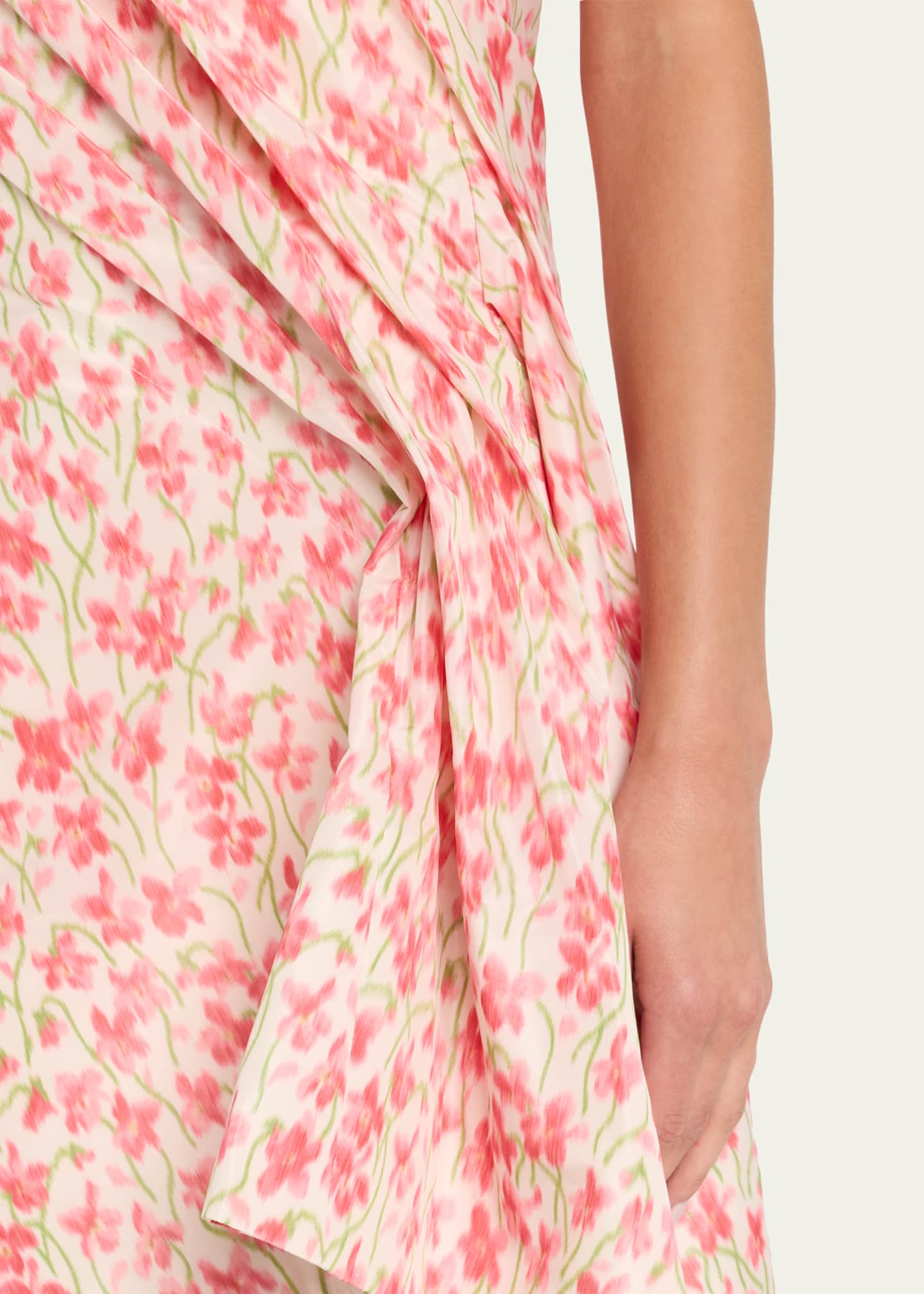 Loewe Floral-Print Short-Sleeve Twisted Mini Dress Image 4 of 4