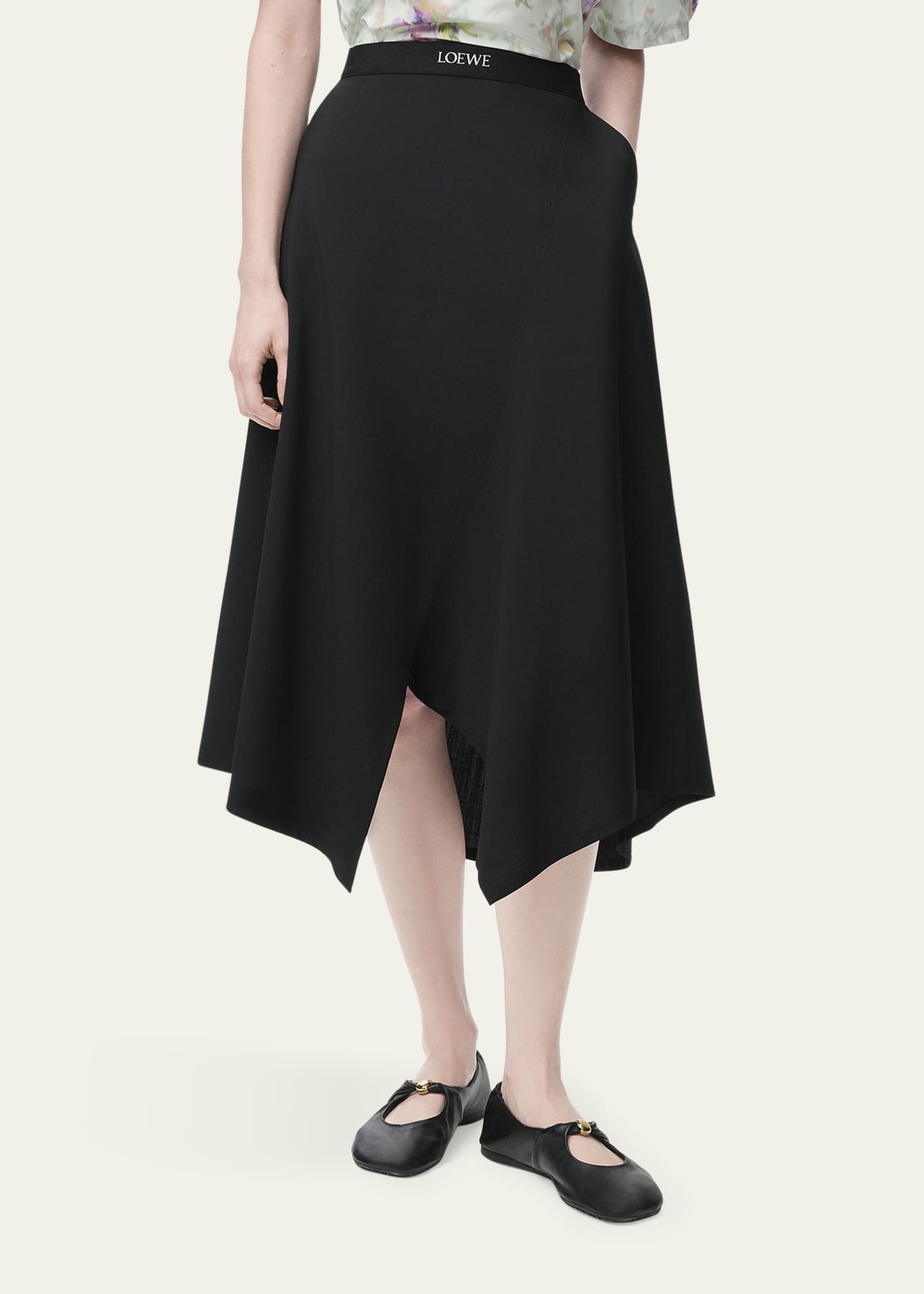 Loewe Asymmetric Logo Detail Midi Skirt Image 2 of 3