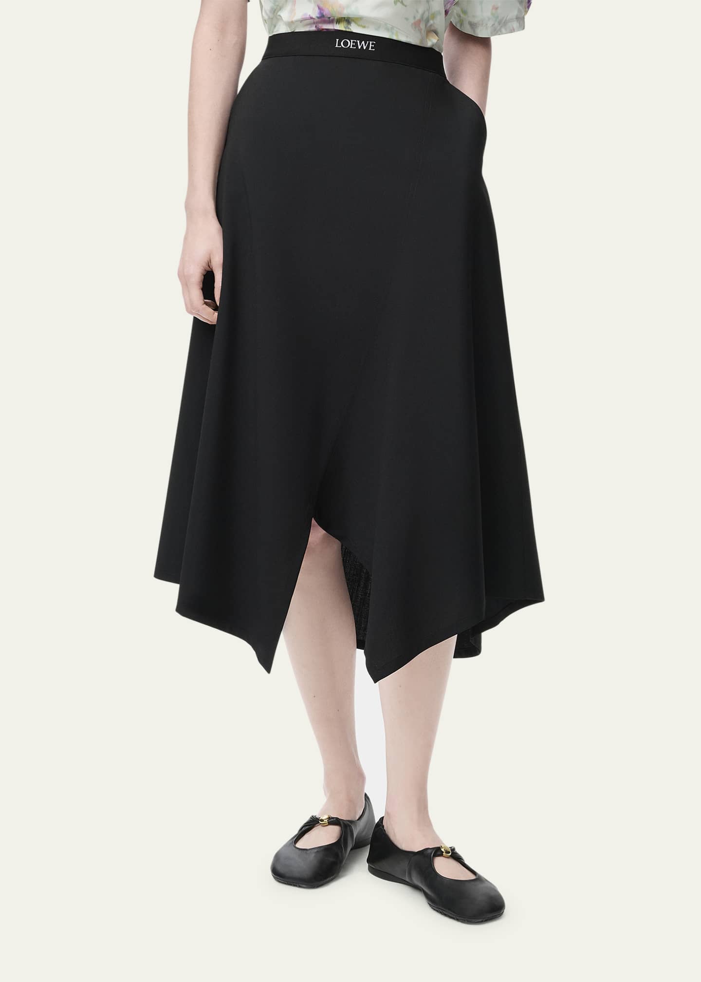 Loewe Asymmetric Logo Detail Midi Skirt Image 3 of 3