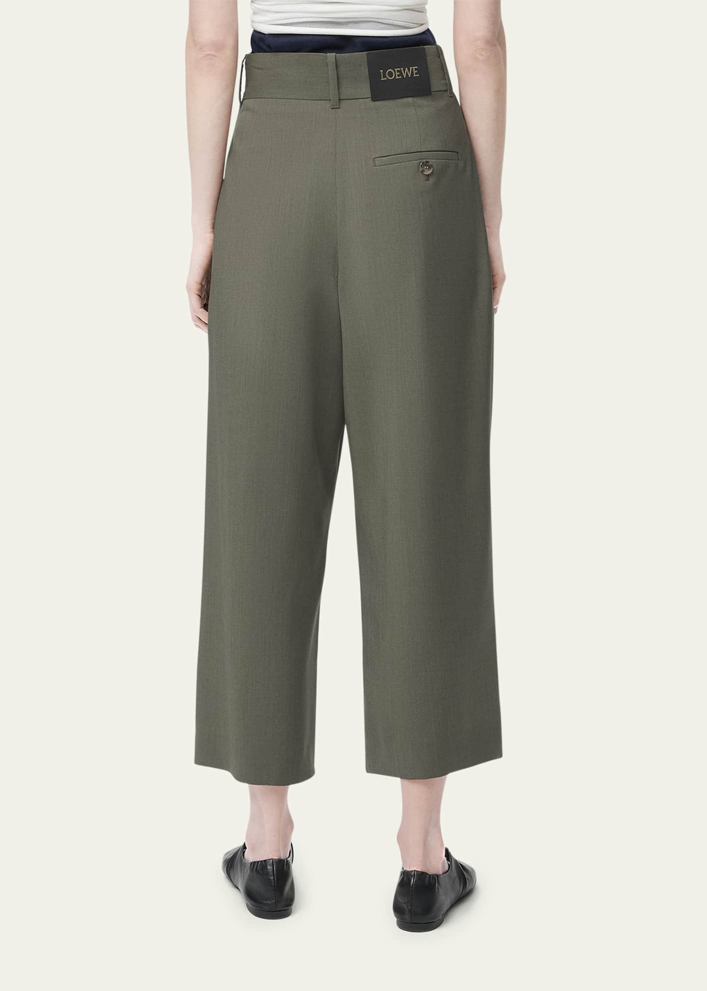 Loewe Wrap-Detail Pleated Wide-Leg Crop Trousers Image 2 of 4