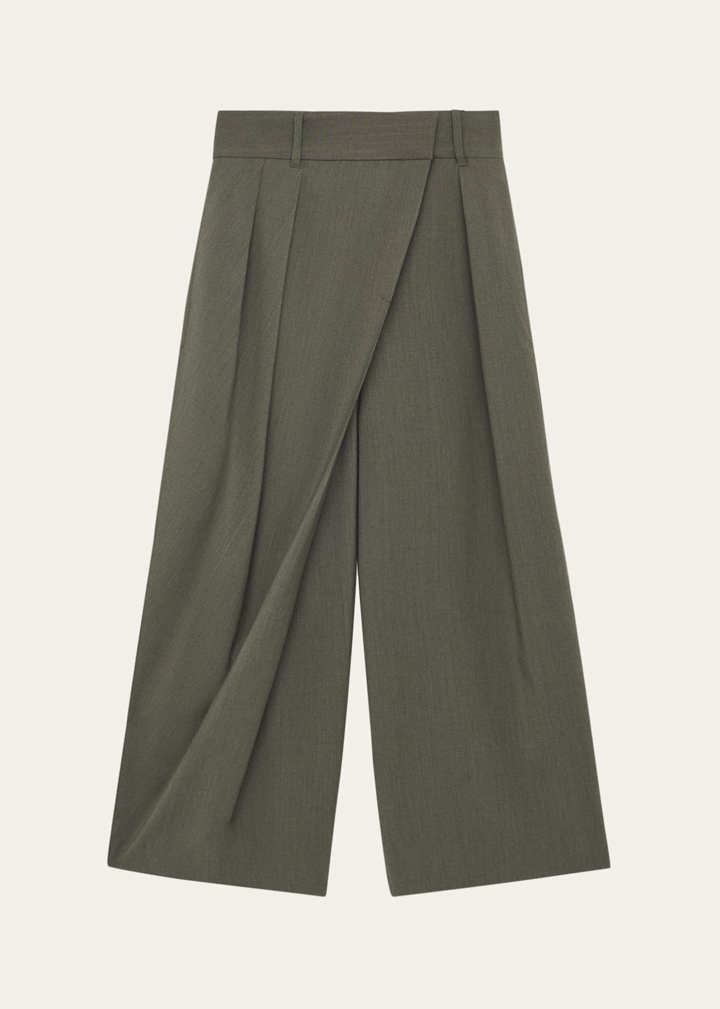 Loewe Wrap-Detail Pleated Wide-Leg Crop Trousers Image 1 of 4