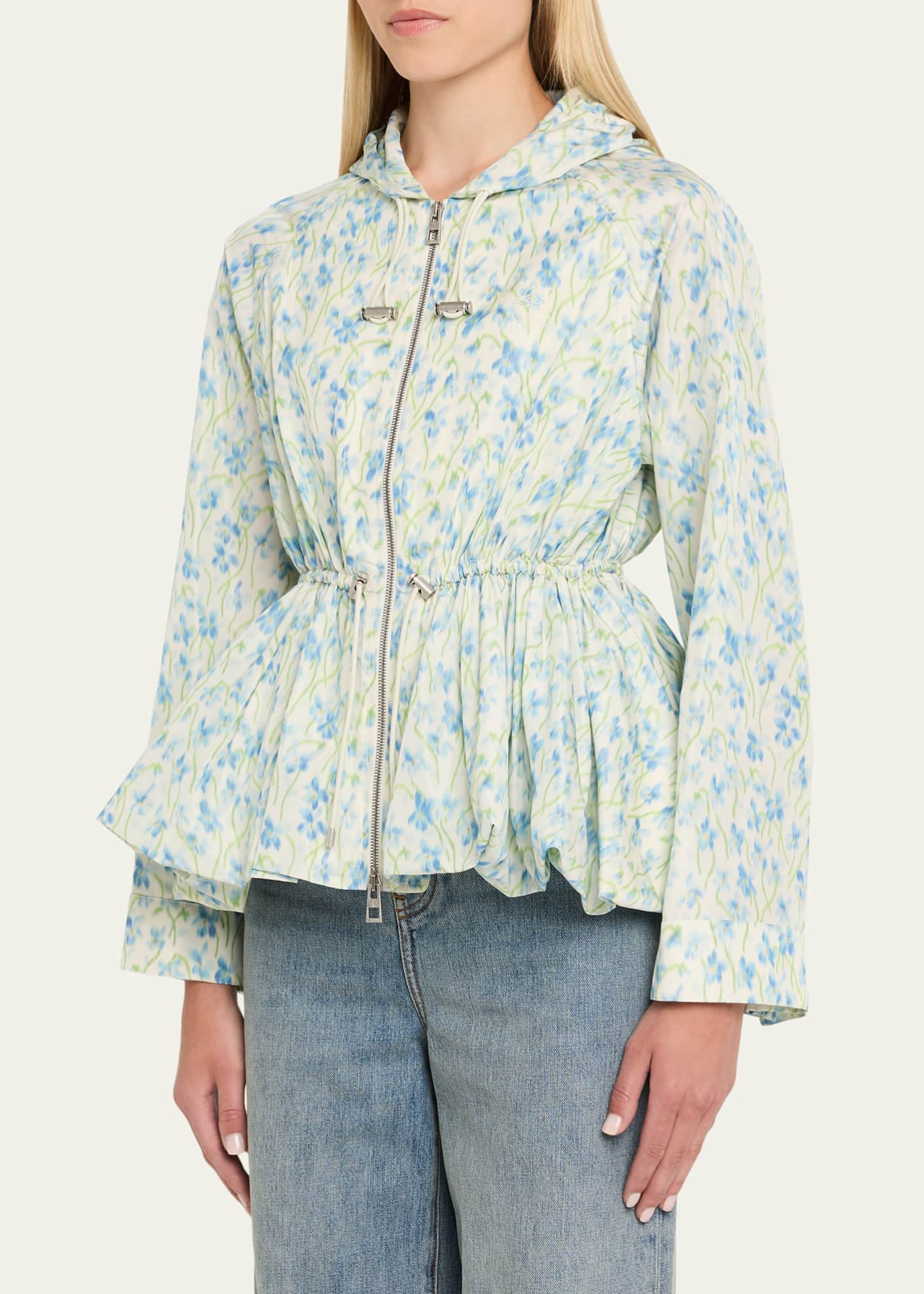 Loewe Floral Ruched Peplum Hooded Jacket Image 4 of 5