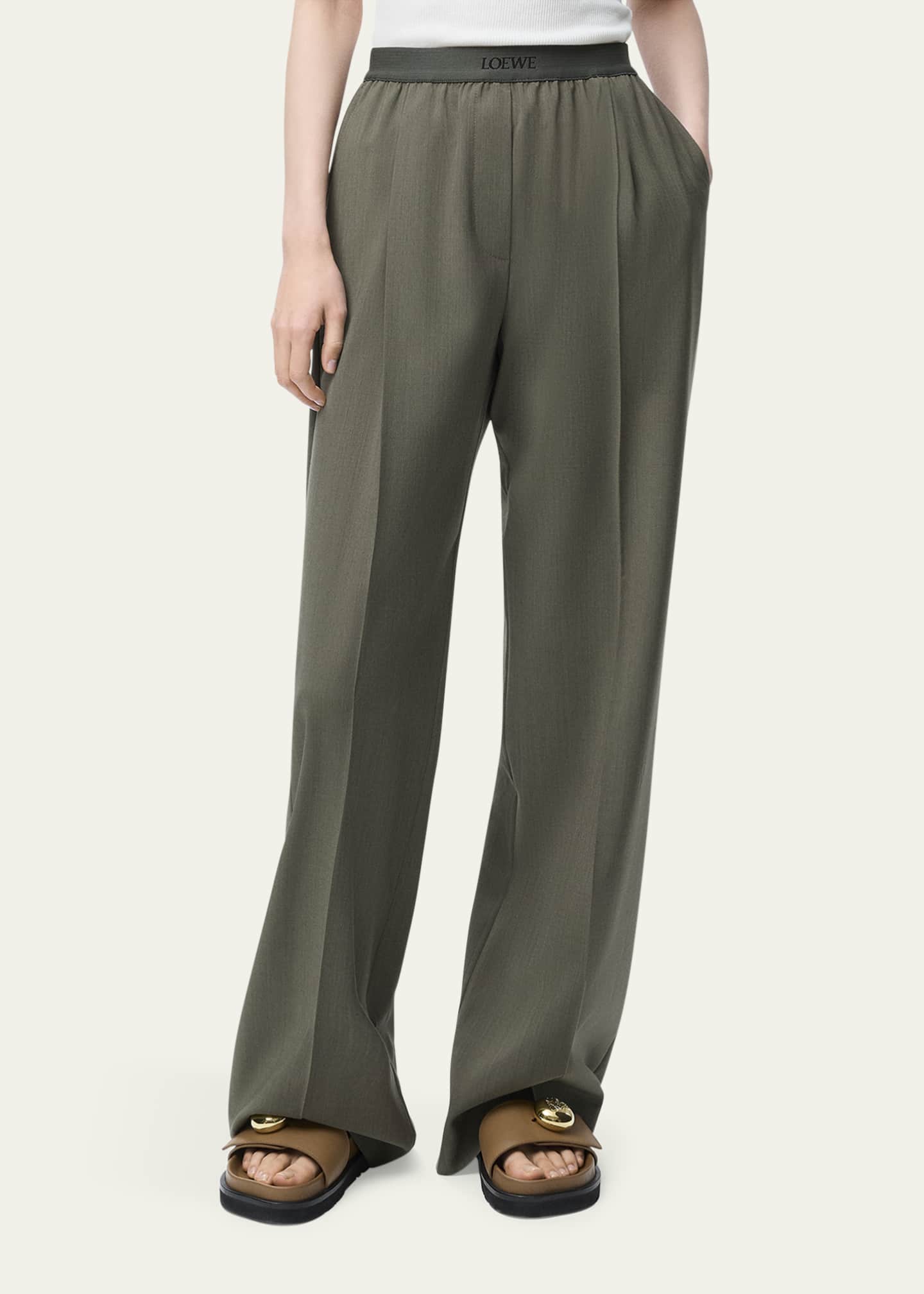 Loewe Logo Waistband Wide-Leg Trousers Image 3 of 4