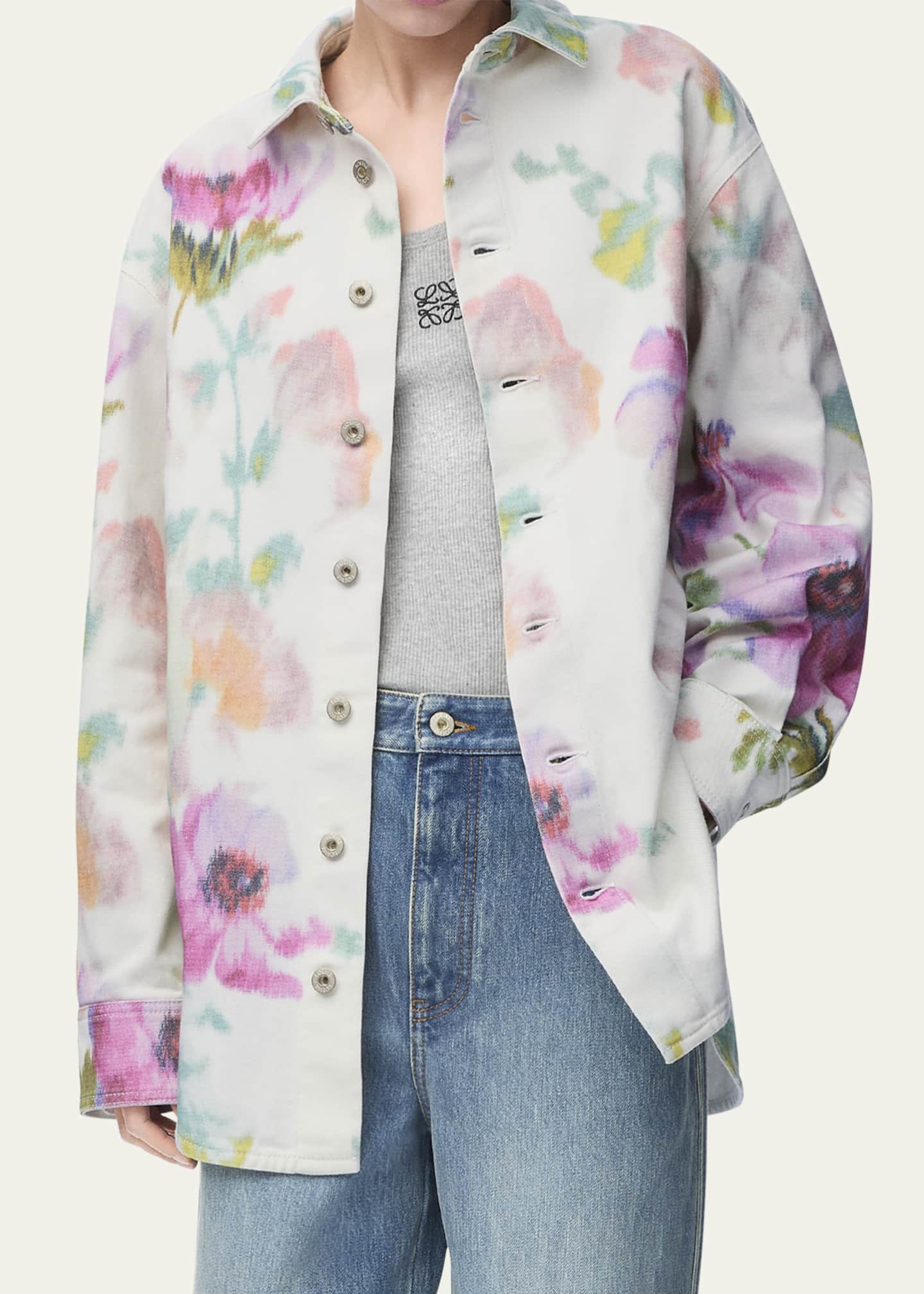 Loewe Floral-Print Button-Down Overshirt Image 2 of 2