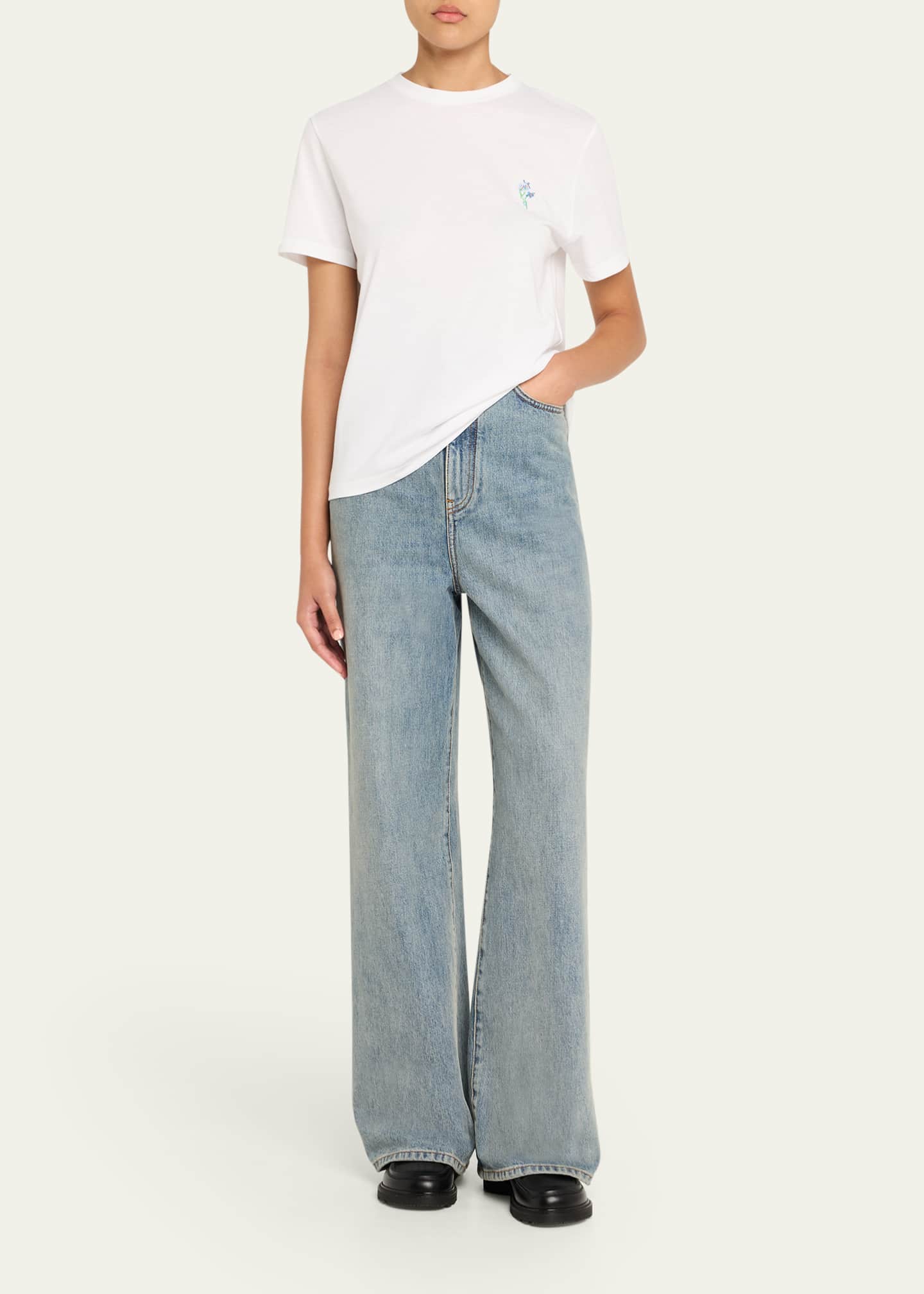 Loewe Floral Anagram Short-Sleeve T-Shirt Image 2 of 5