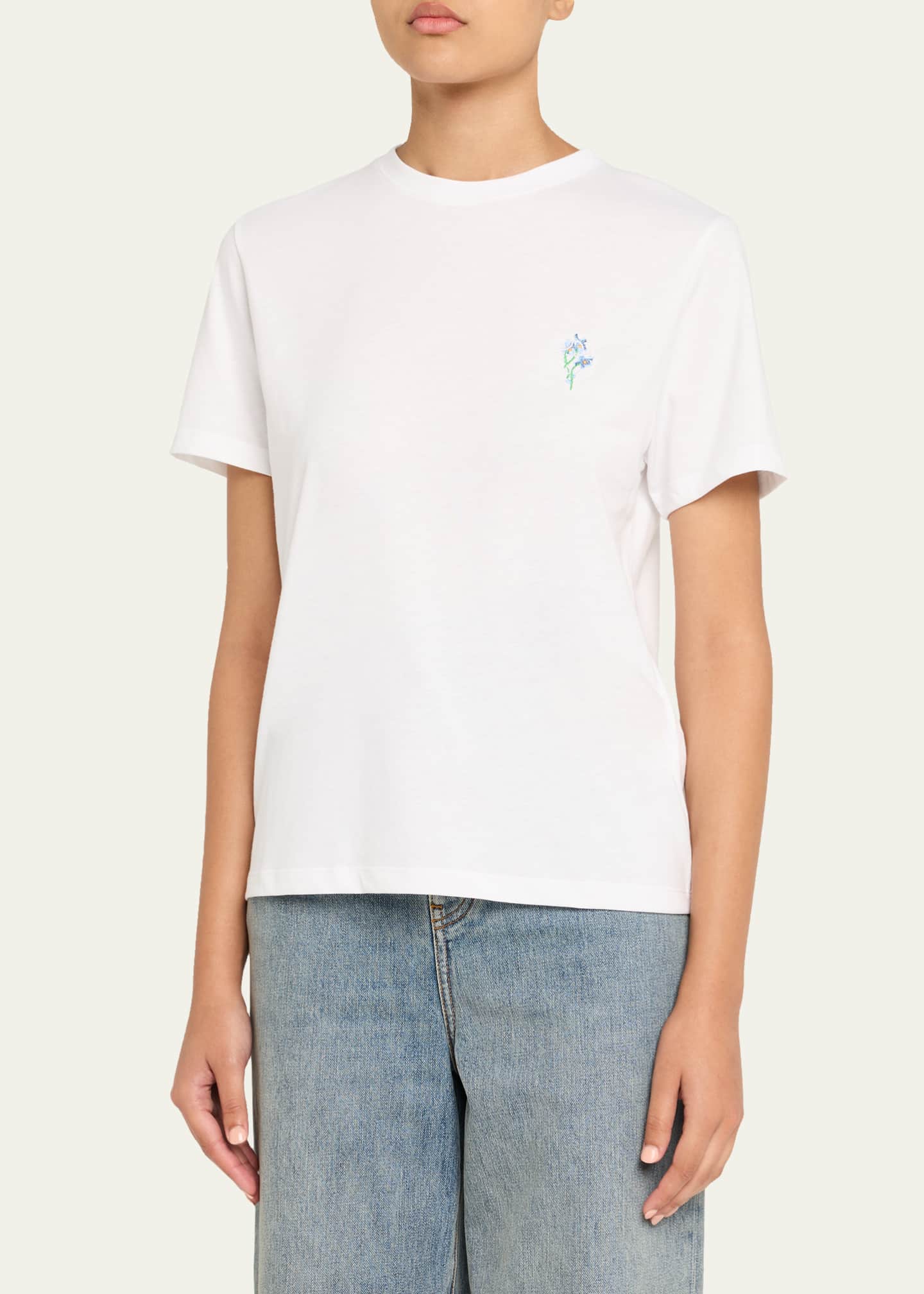 Loewe Floral Anagram Short-Sleeve T-Shirt - Bergdorf Goodman
