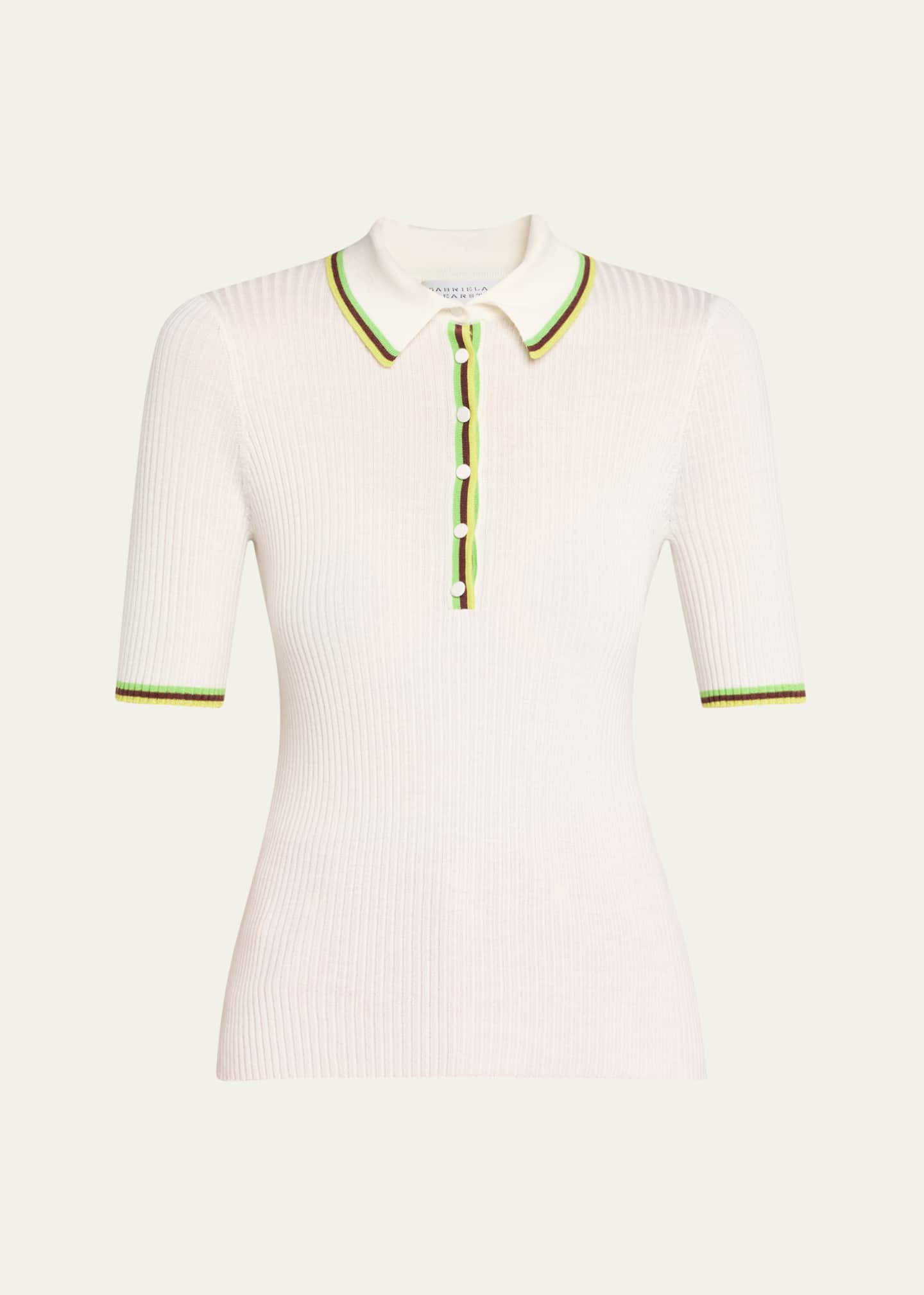 Gabriela Hearst Perro Rib Short-Sleeve Polo Shirt