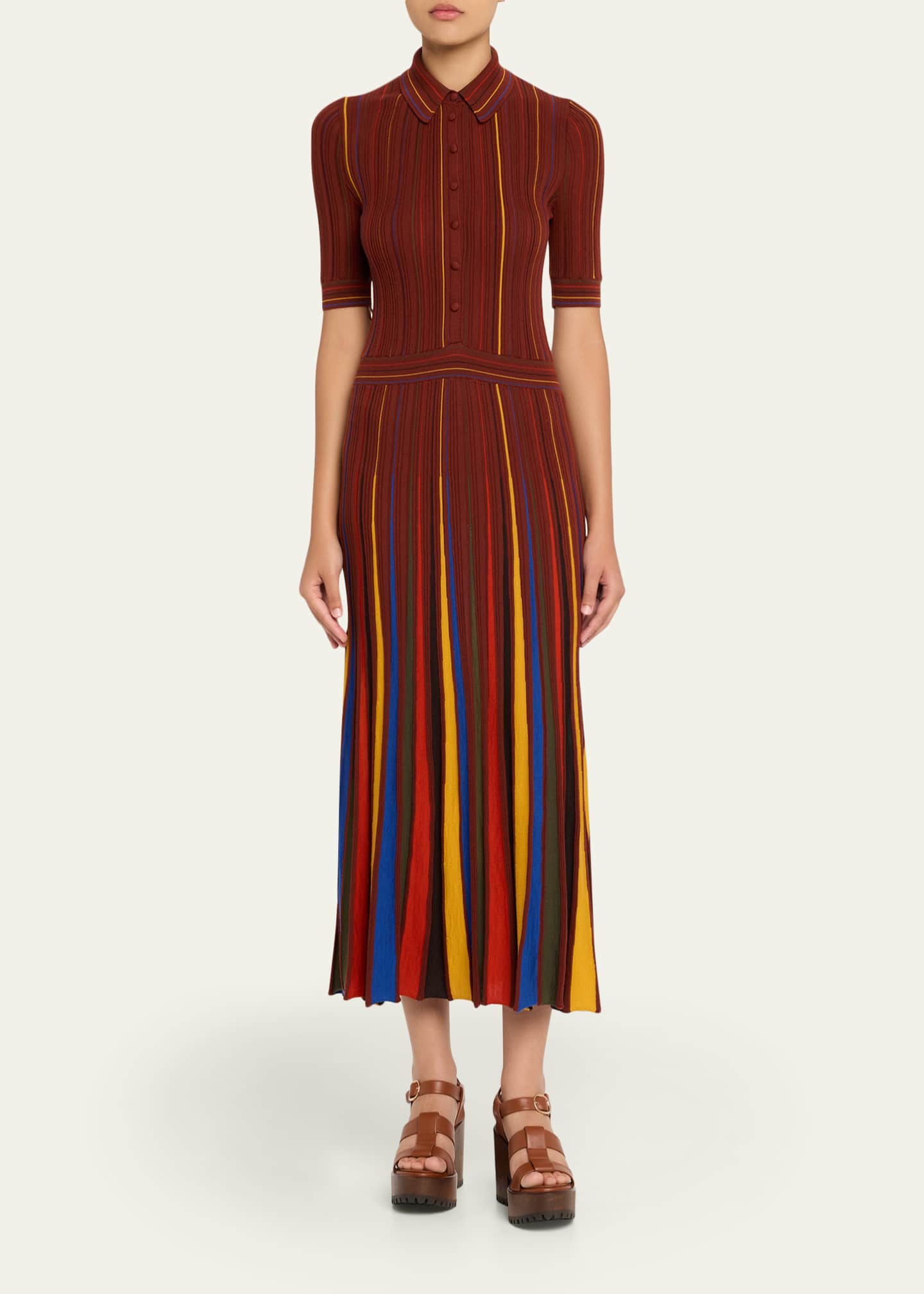 Gabriela Hearst Calypso Pinstripe Merino Dress Image 2 of 5