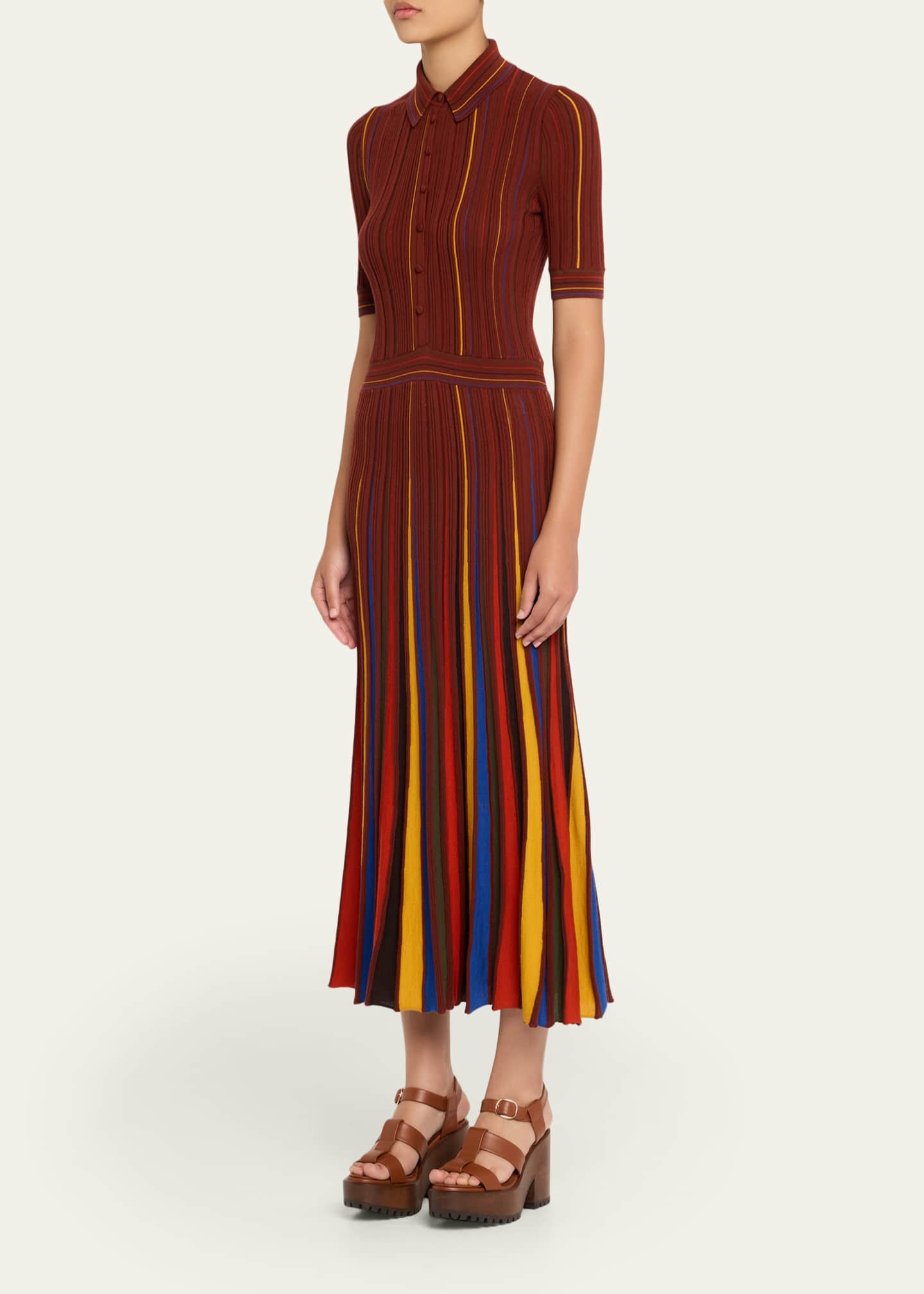 Gabriela Hearst Calypso Pinstripe Merino Dress Image 4 of 5