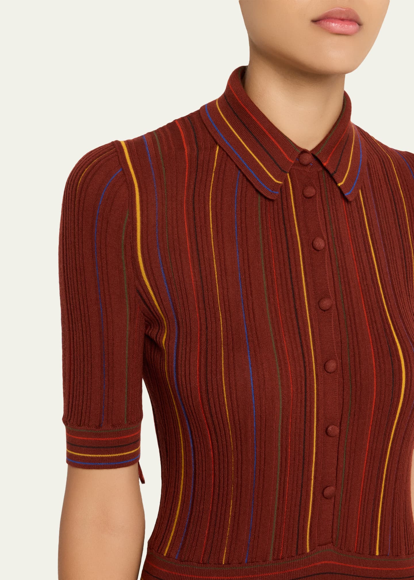Gabriela Hearst Calypso Pinstripe Merino Dress Image 5 of 5
