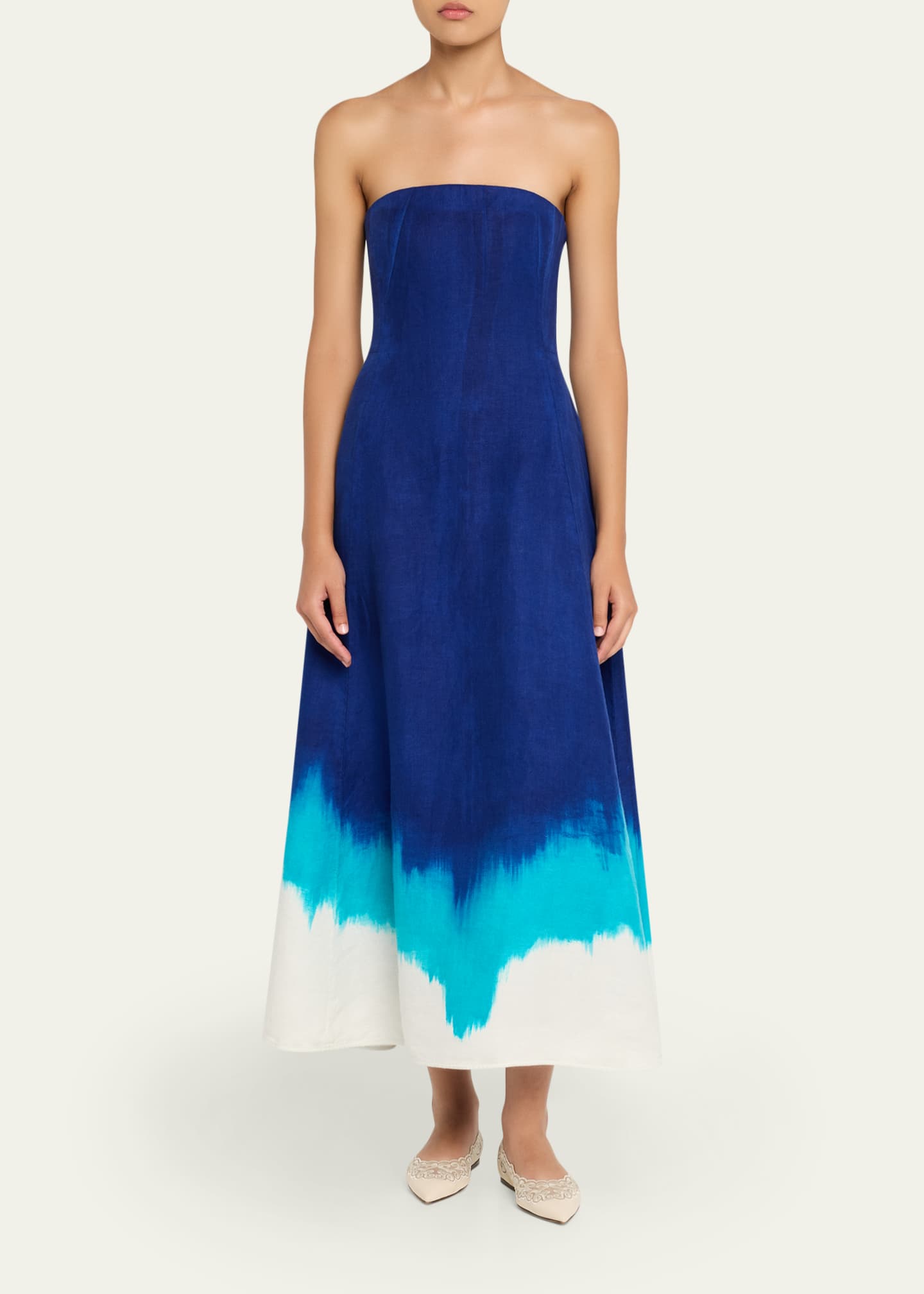 Gabriela Hearst Alessia Strapless Tie-Dye Dress Image 2 of 5
