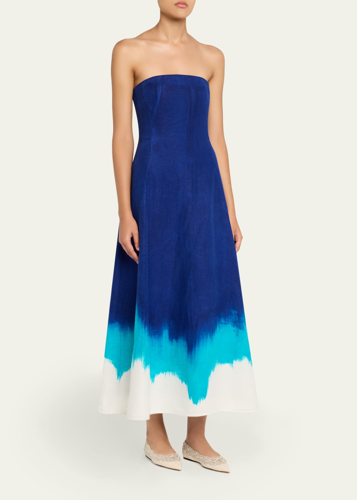Gabriela Hearst Alessia Strapless Tie-Dye Dress Image 4 of 5
