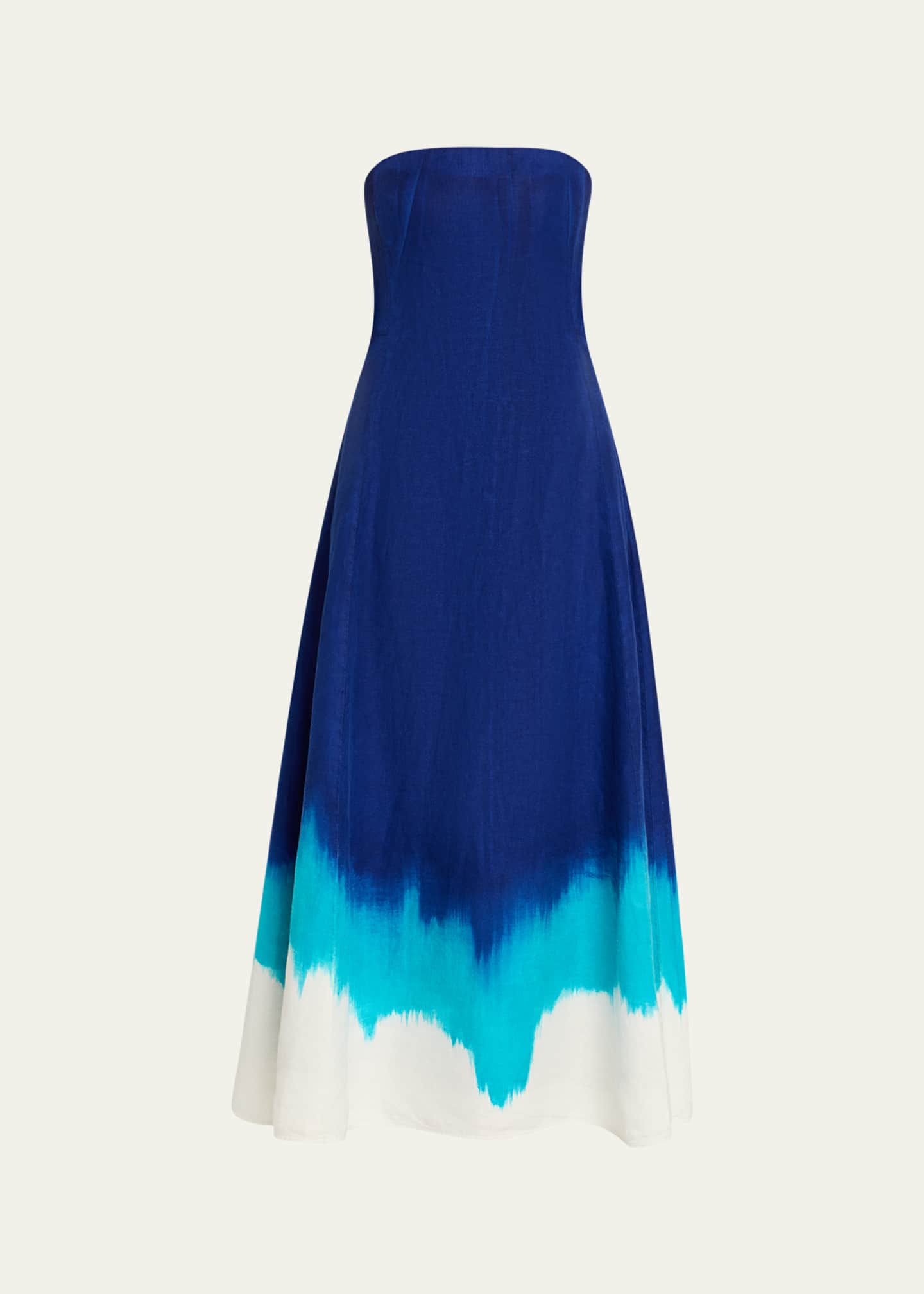 Gabriela Hearst Alessia Strapless Tie-Dye Dress Image 1 of 5