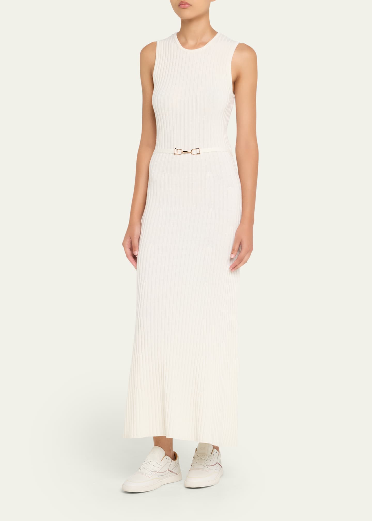 Gabriela Hearst Meier Belted Cashmere Rib Midi Dress