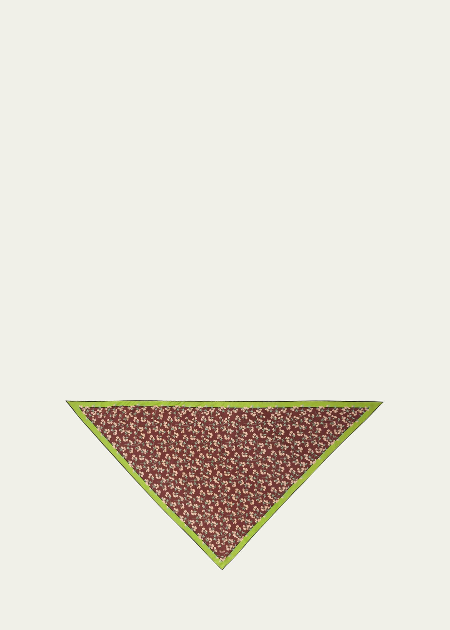 Prada Triangle Floral-Print Silk Scarf Image 2 of 3