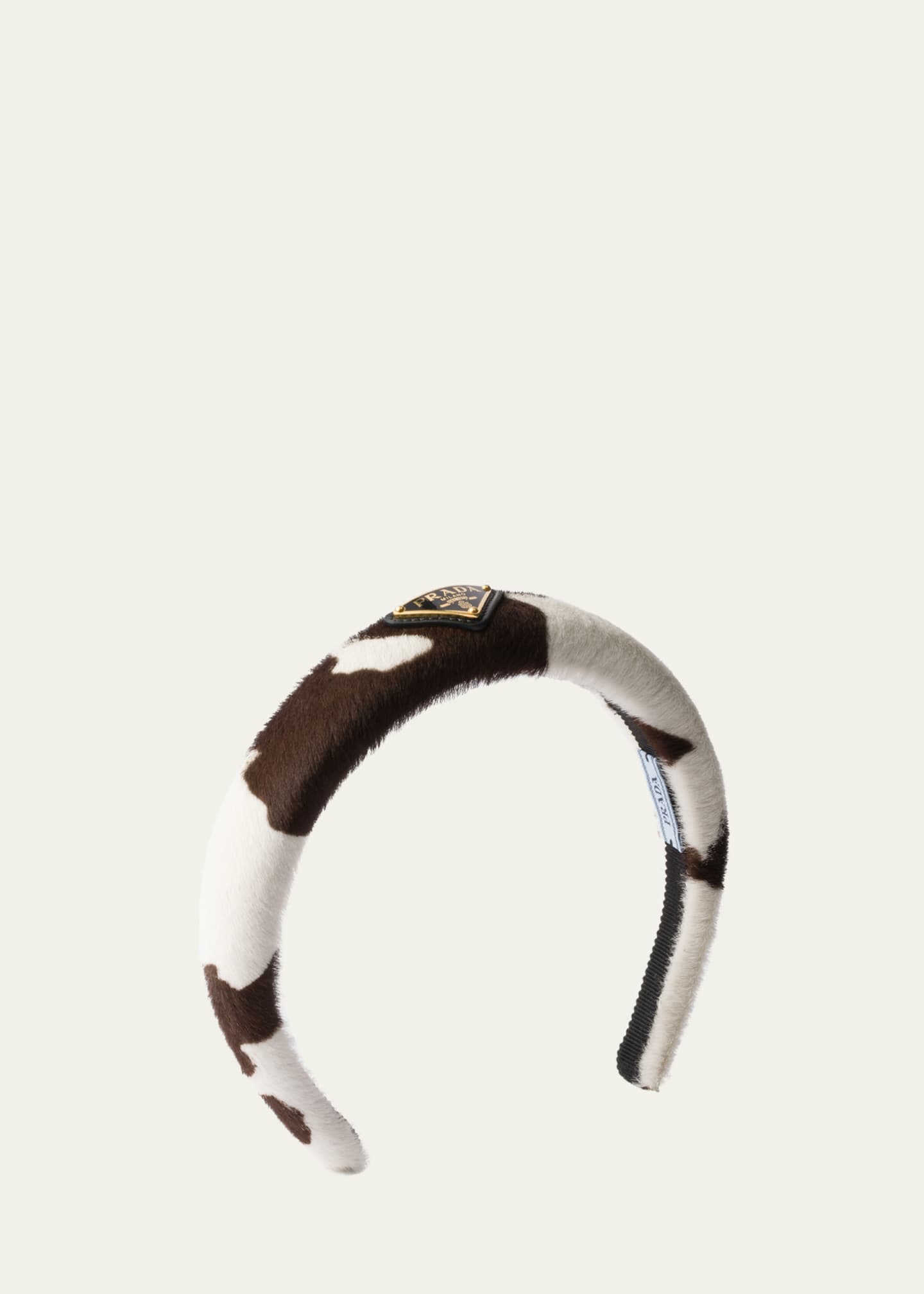 Prada Cow-Print Calf Hair Headband