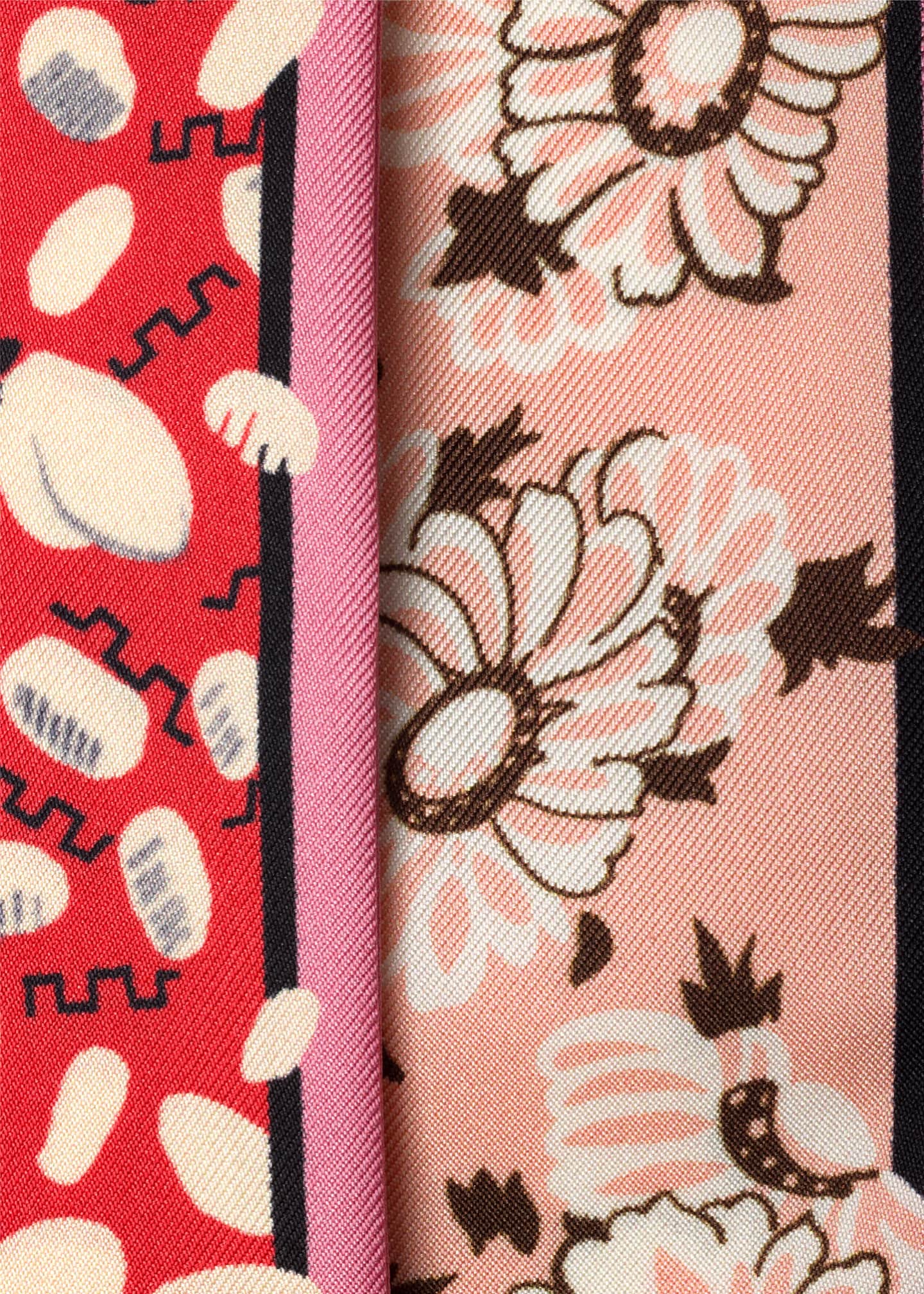 Prada Floral-Print Silk Twill Skinny Scarf Image 2 of 2