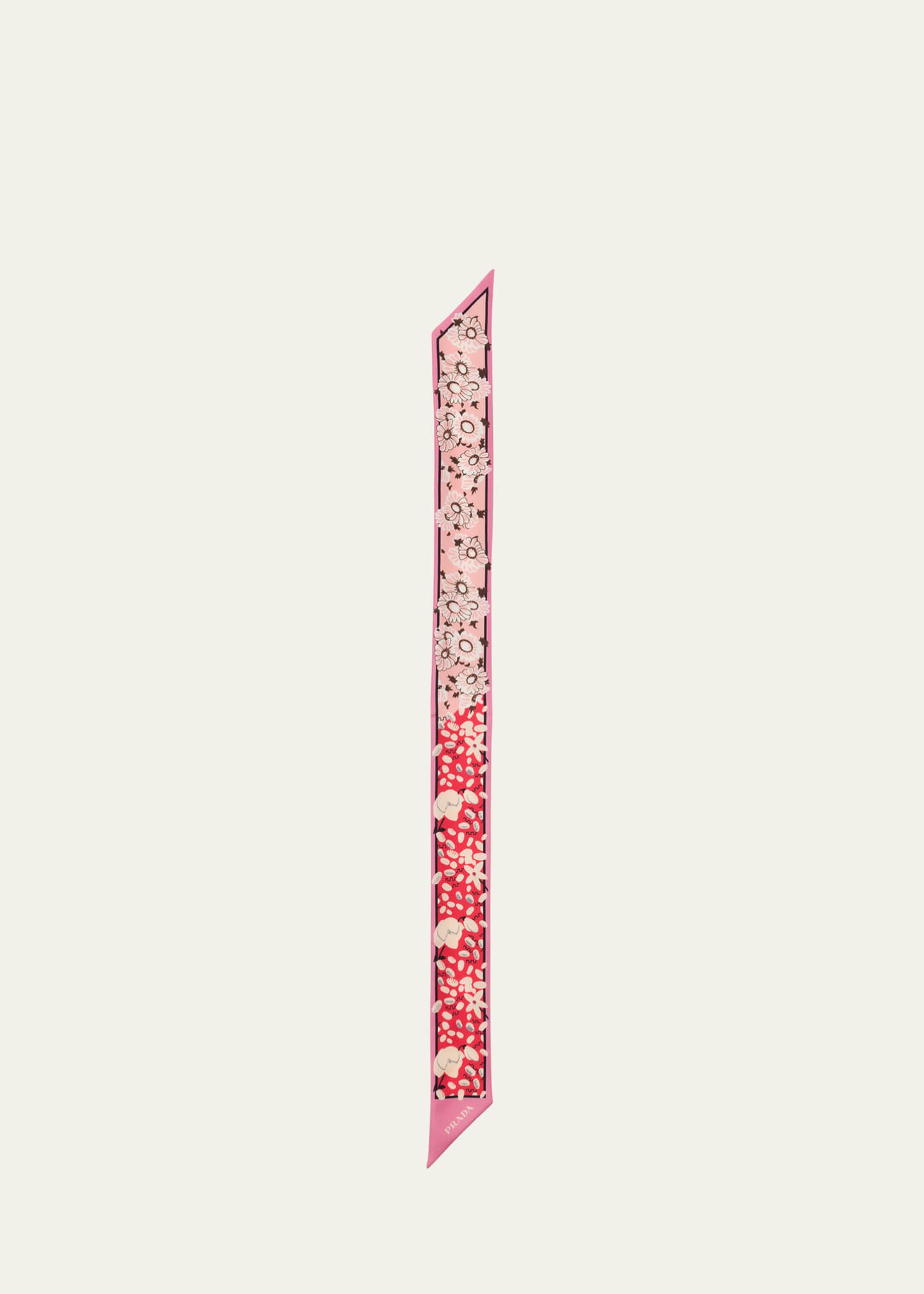 Prada Floral-Print Silk Twill Skinny Scarf Image 1 of 2
