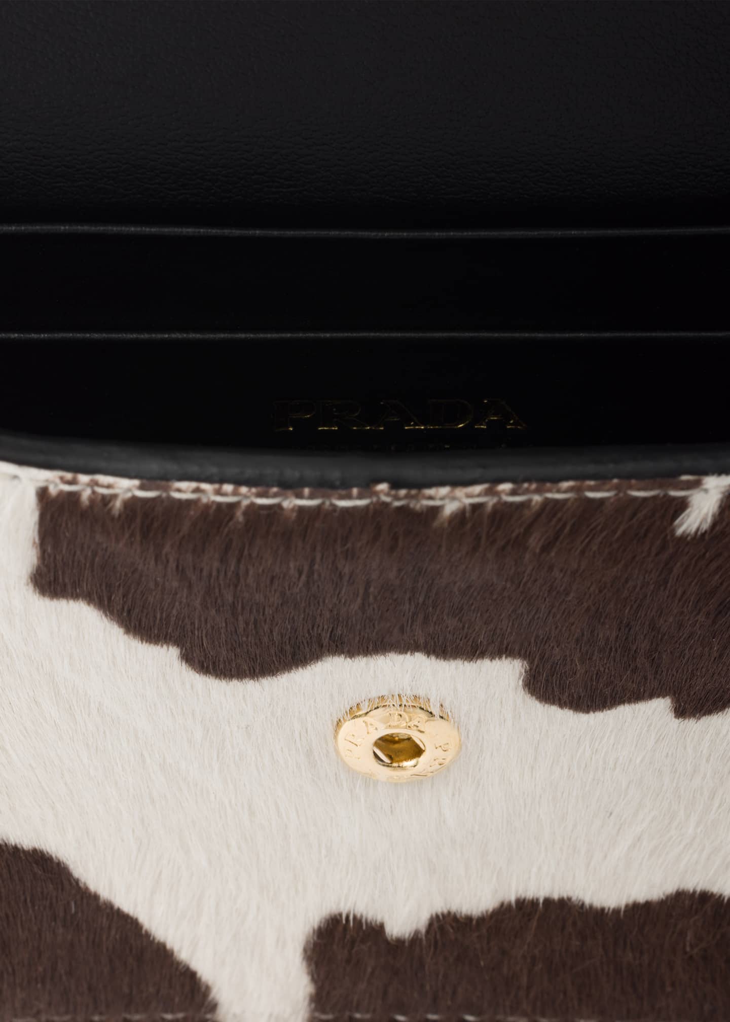Prada Mini Cow-Print Calf Hair Wallet on Chain Image 3 of 3
