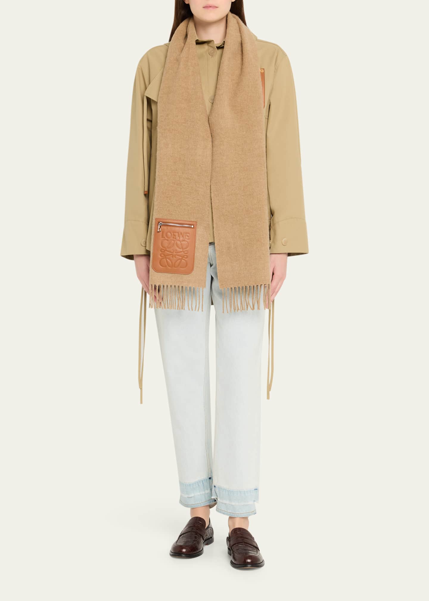 Loewe Anagram Pocket Wool & Cashmere Scarf - Bergdorf Goodman