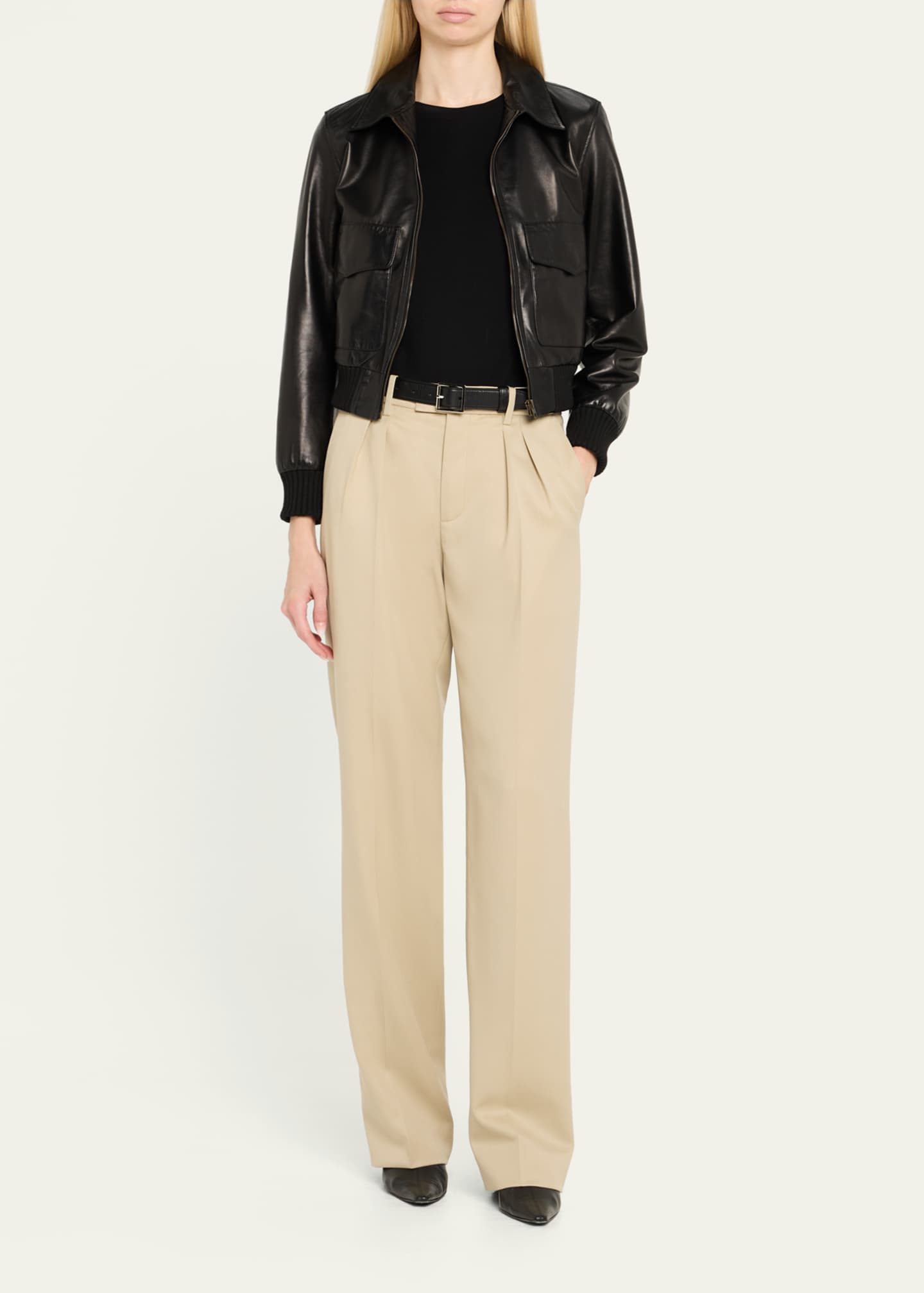 Nili Lotan Alphonse Pleated Straight-Leg Tailoring Pants Image 2 of 5