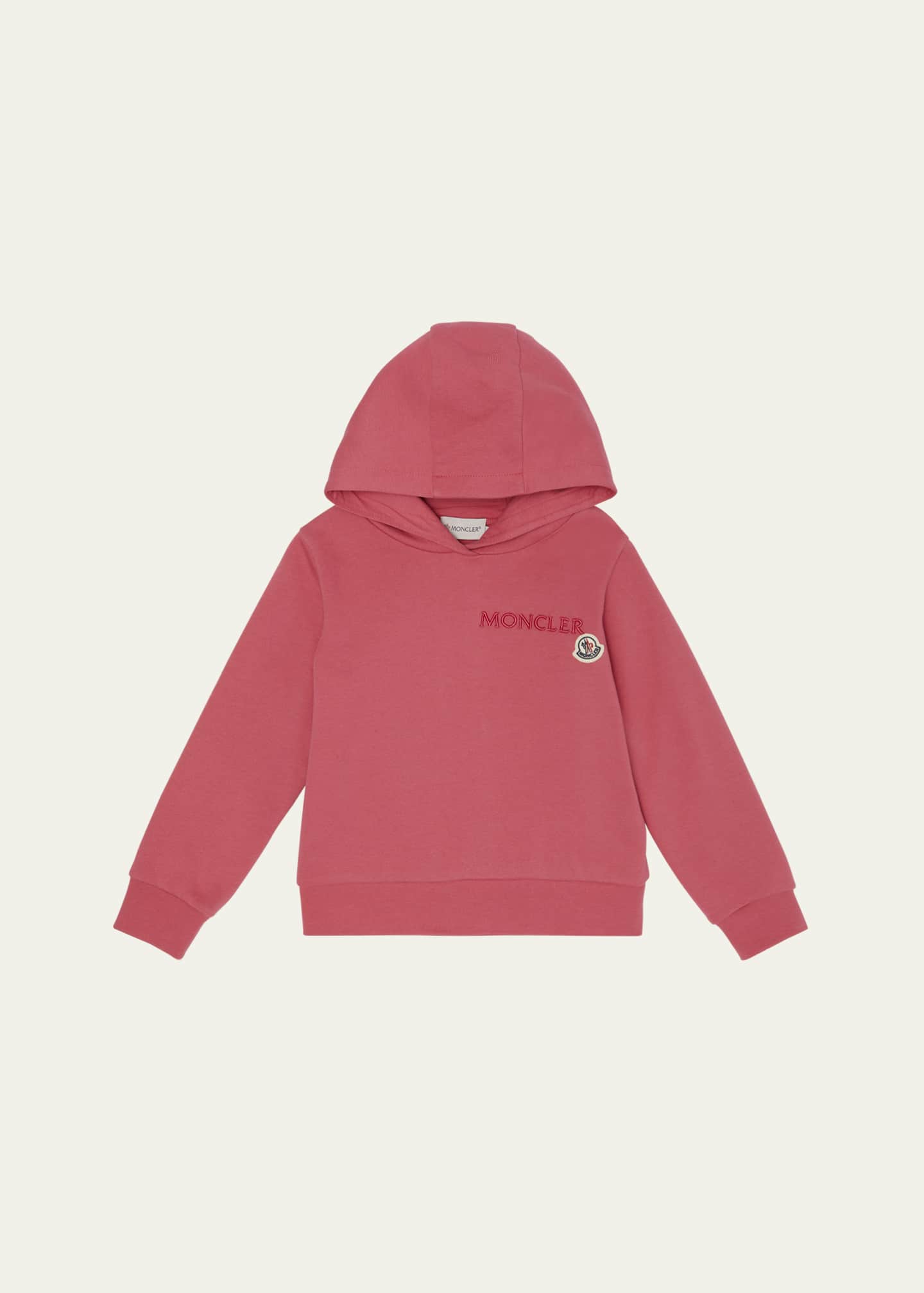 Moncler Girl's Embroidered Logo Patch Hoodie, Size 12-14