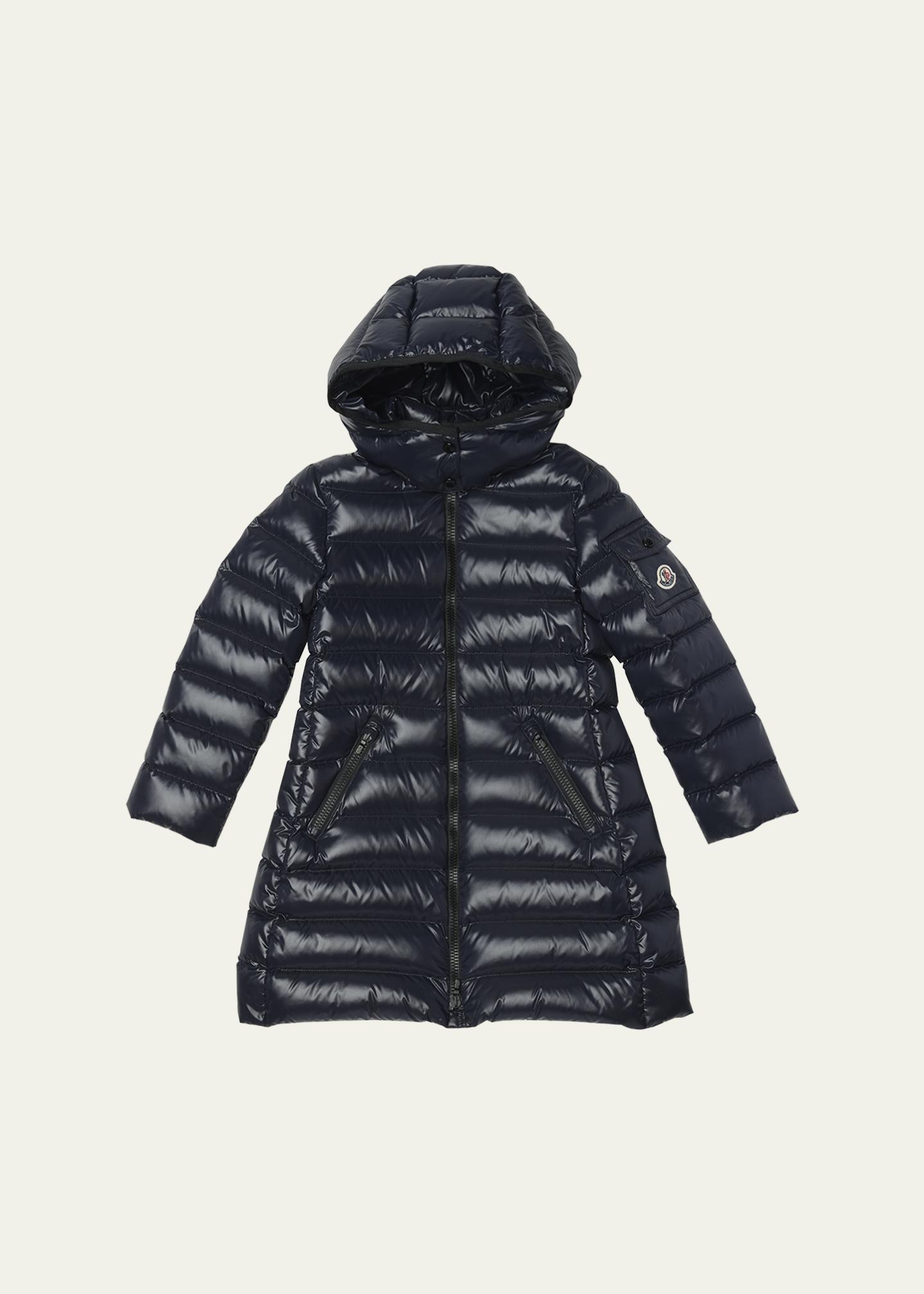 Moncler Girl's Moka Long Down Coat, Size 8-10 - Bergdorf Goodman
