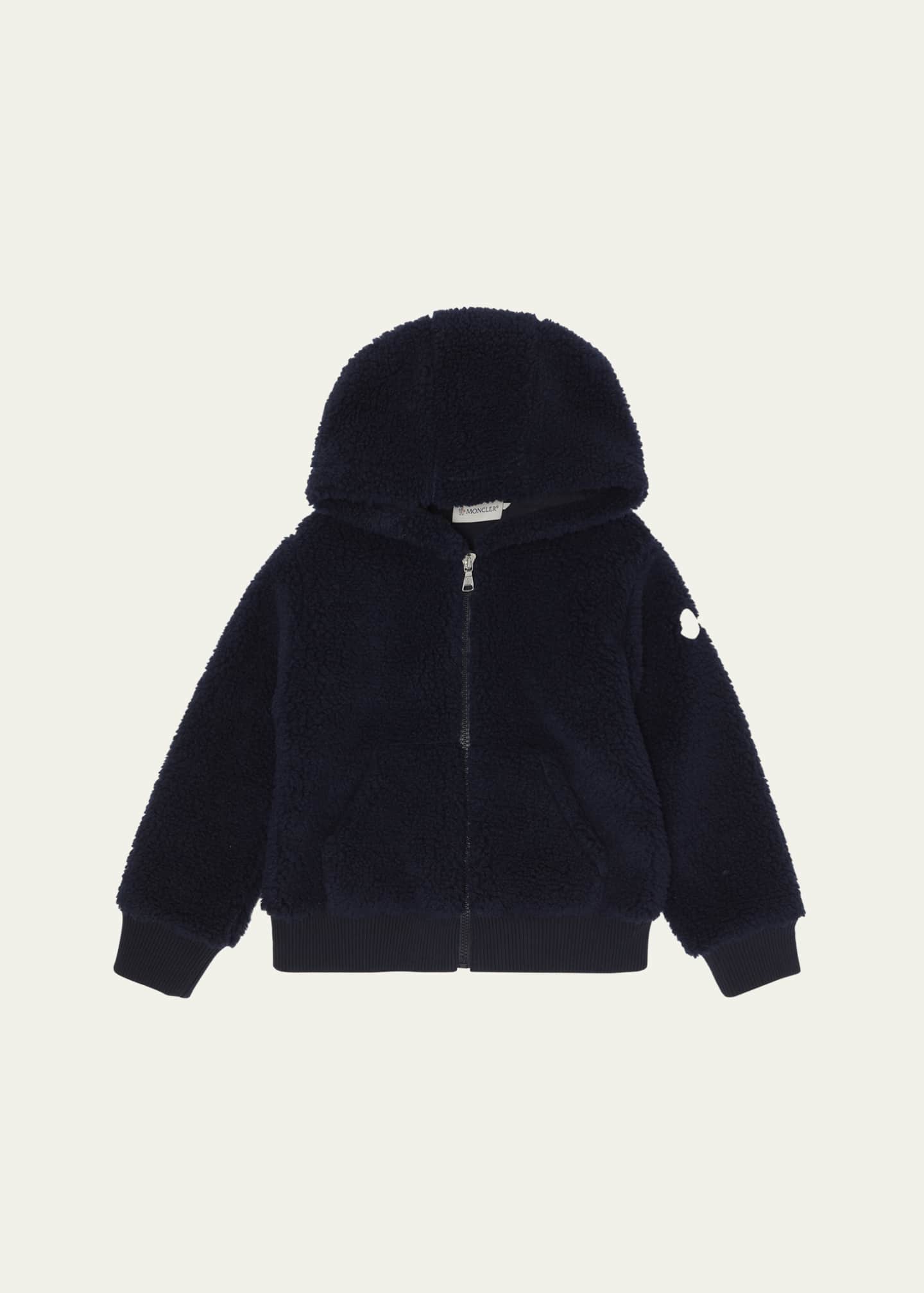 キッズアウター MONCLER FW25 Teddy hoodie (K29548G0001689A3X 778) Moncler Boy's Teddy Fleece Zip-Front Sweatshirt, Size 12-14