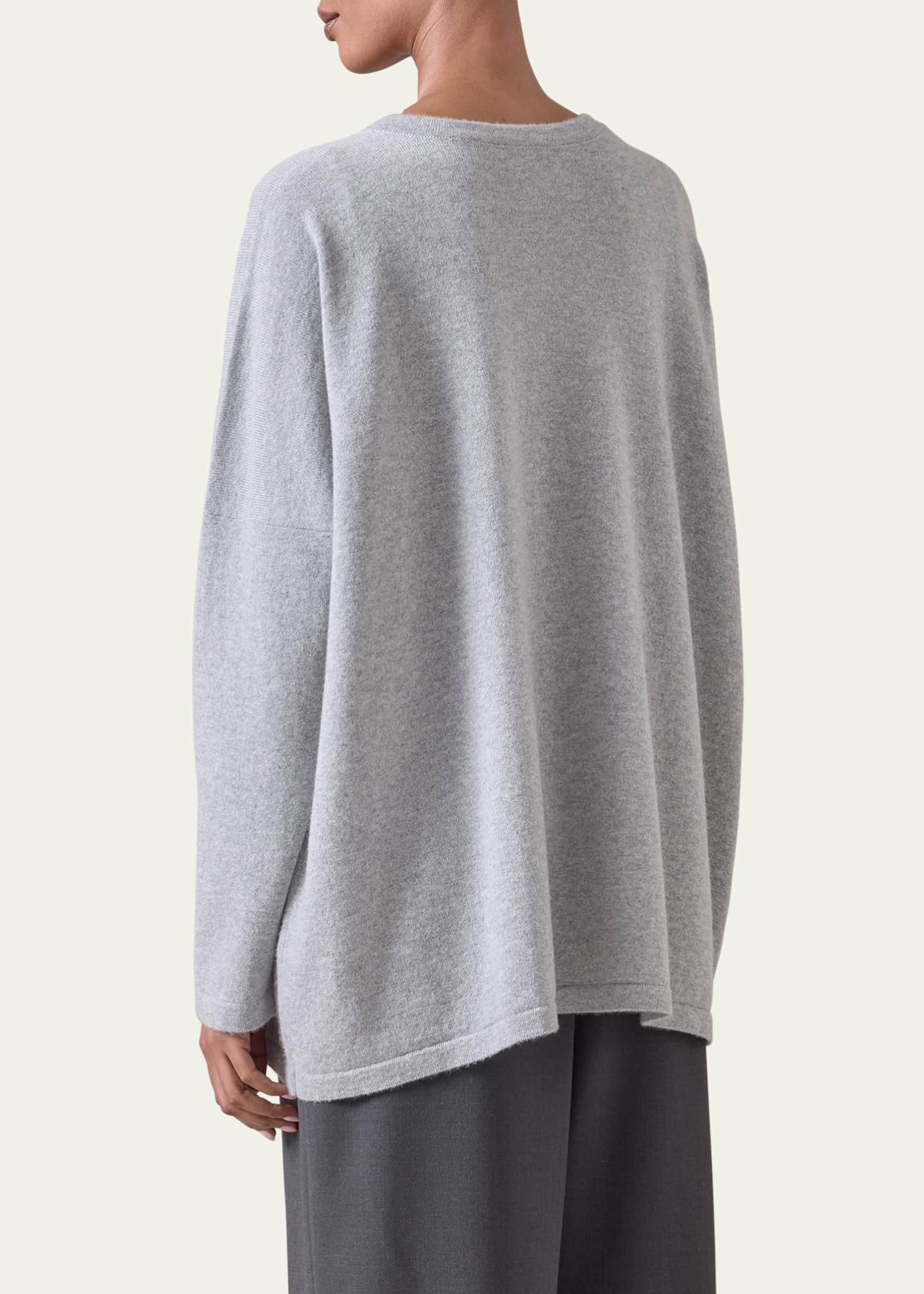 Eskandar Slim-Sleeve Cashmere Cardigan (Mid Plus Length) Image 3 of 4