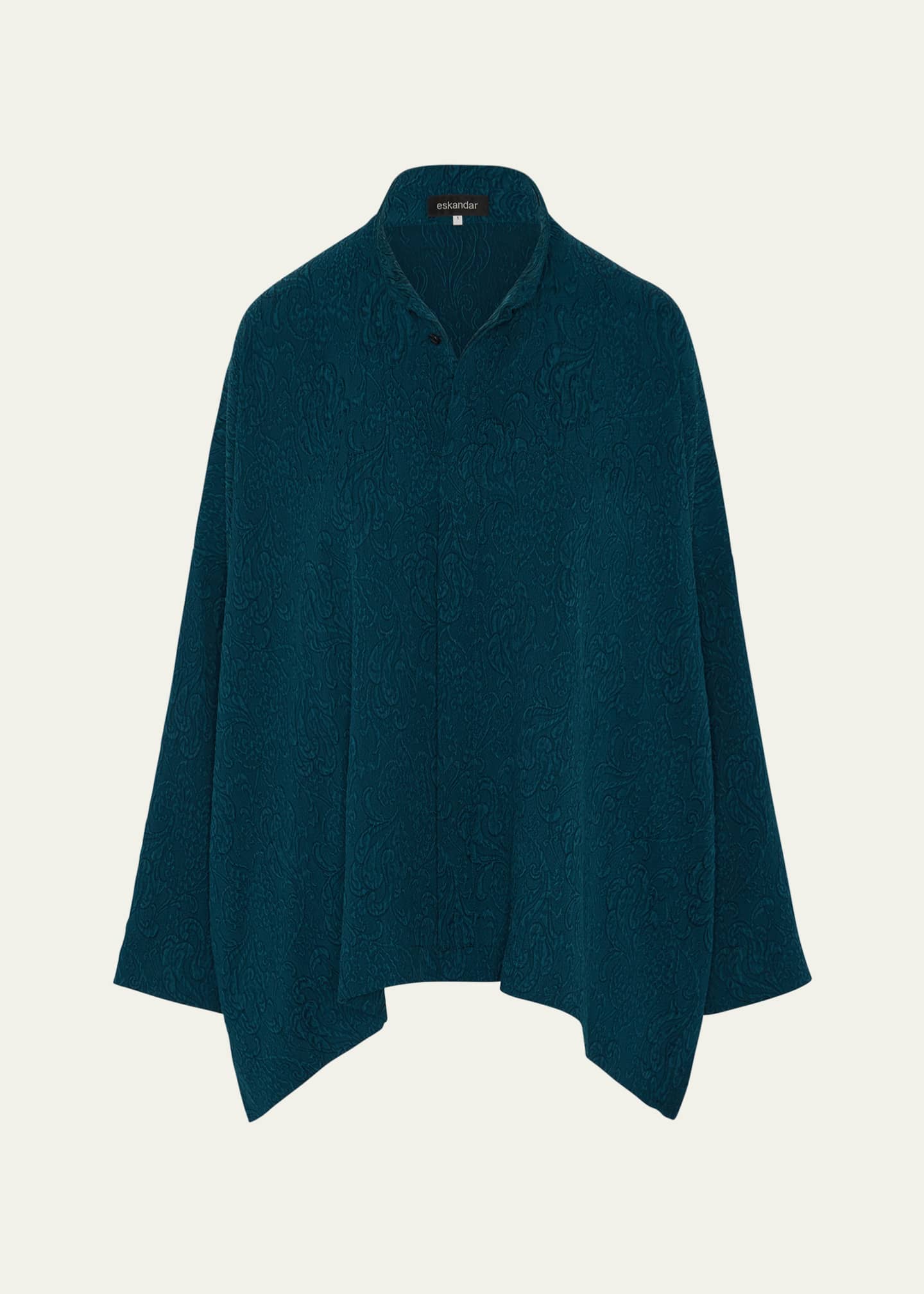 Eskandar Wide Longer-Back Double Stand Collar Shirt (Mid Plus Length) Image 1 of 5