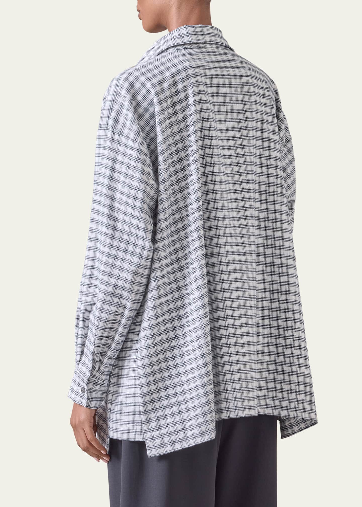 Eskandar Slim A-Line Shirt With Collar And Stepped Insert (Long Length) Image 3 of 5