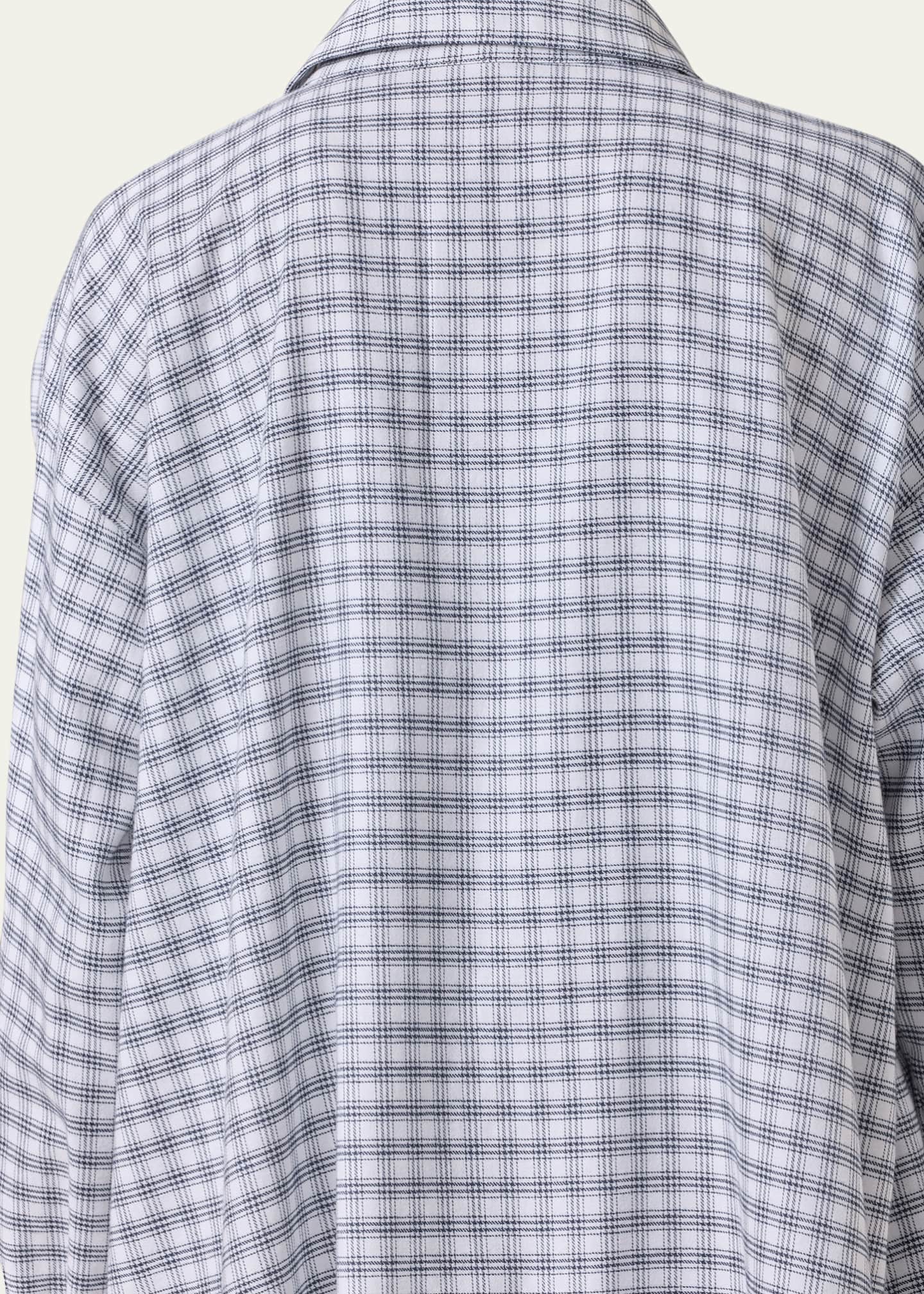 Eskandar Slim A-Line Shirt With Collar And Stepped Insert (Long Length) Image 5 of 5