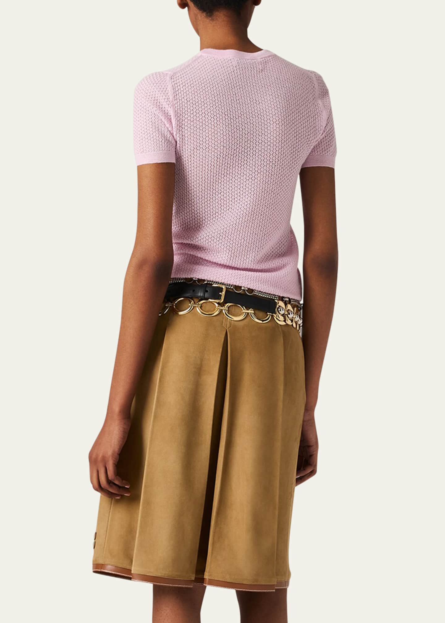 Miu Miu Cashmere Lacy Short-Sleeve Sweater - Bergdorf Goodman