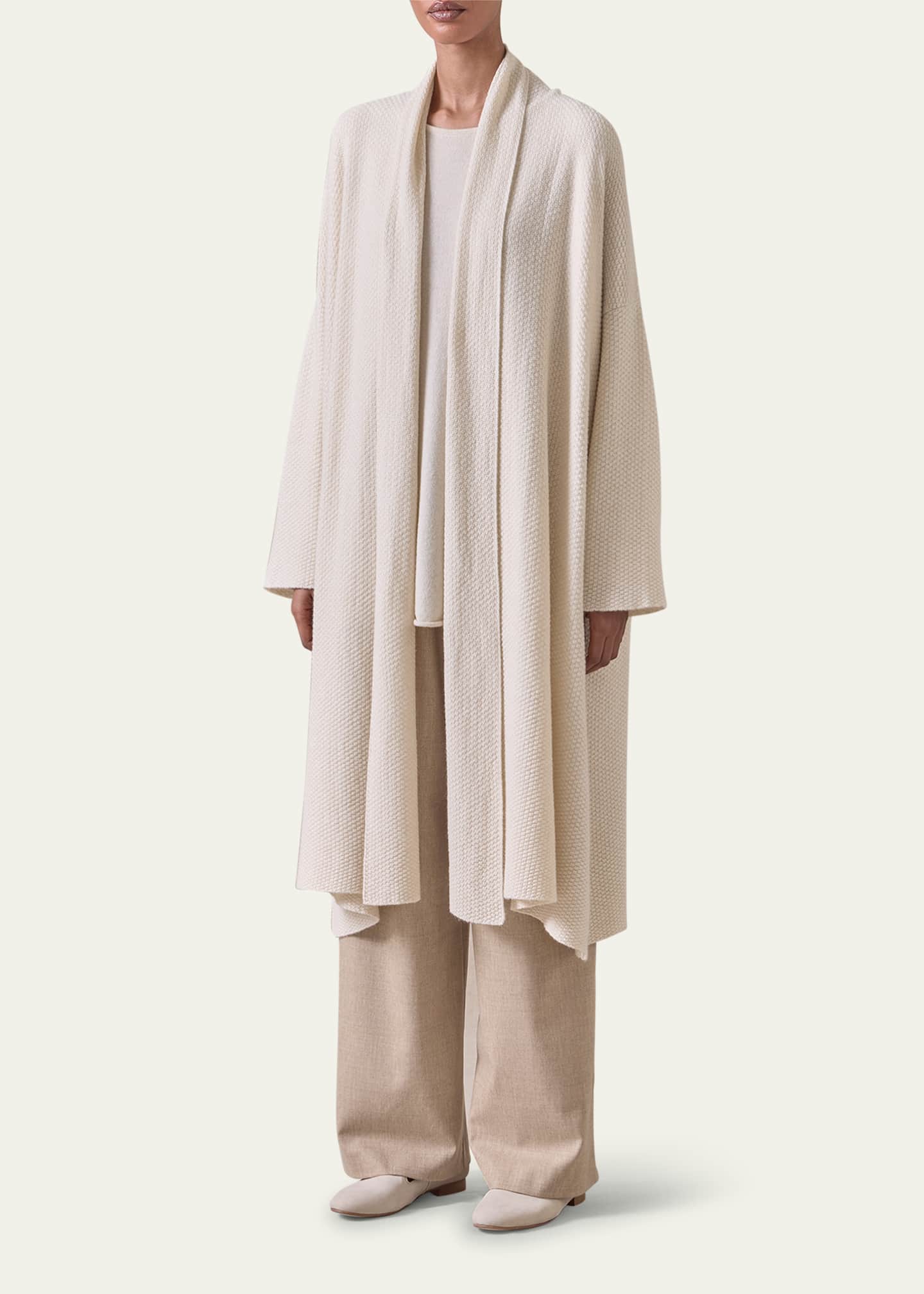 Eskandar A-Line Scrunch Shawl Collar Cardigan (Very Long Length) Image 2 of 5