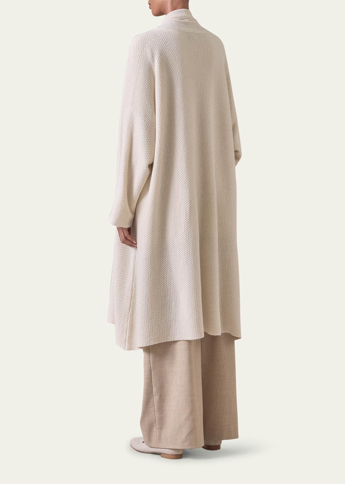 Eskandar A-Line Scrunch Shawl Collar Cardigan (Very Long Length) Image 3 of 5