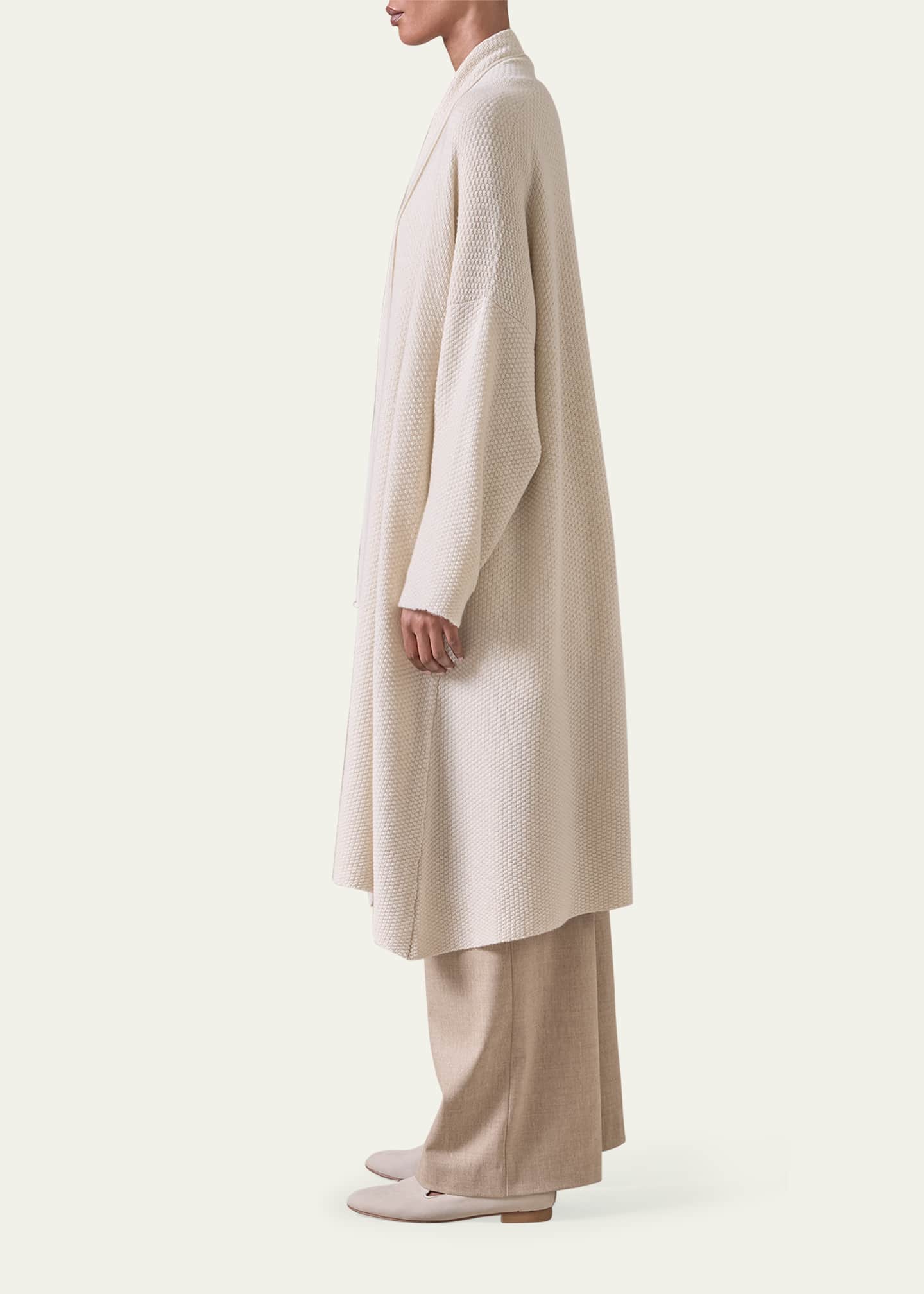 Eskandar A-Line Scrunch Shawl Collar Cardigan (Very Long Length) Image 4 of 5