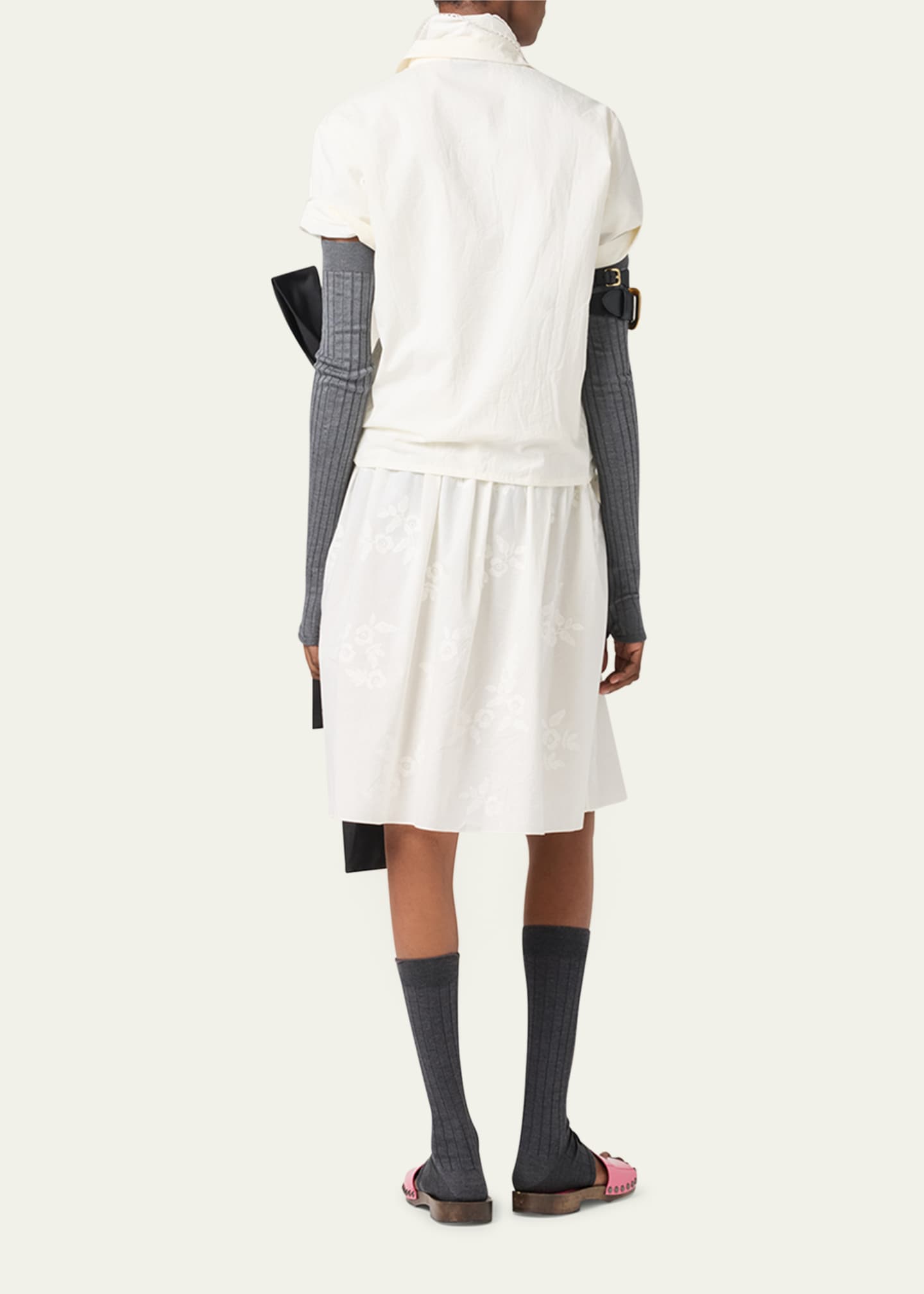 Miu Miu Embroidered Batiste Knee-Length Skirt Image 3 of 4