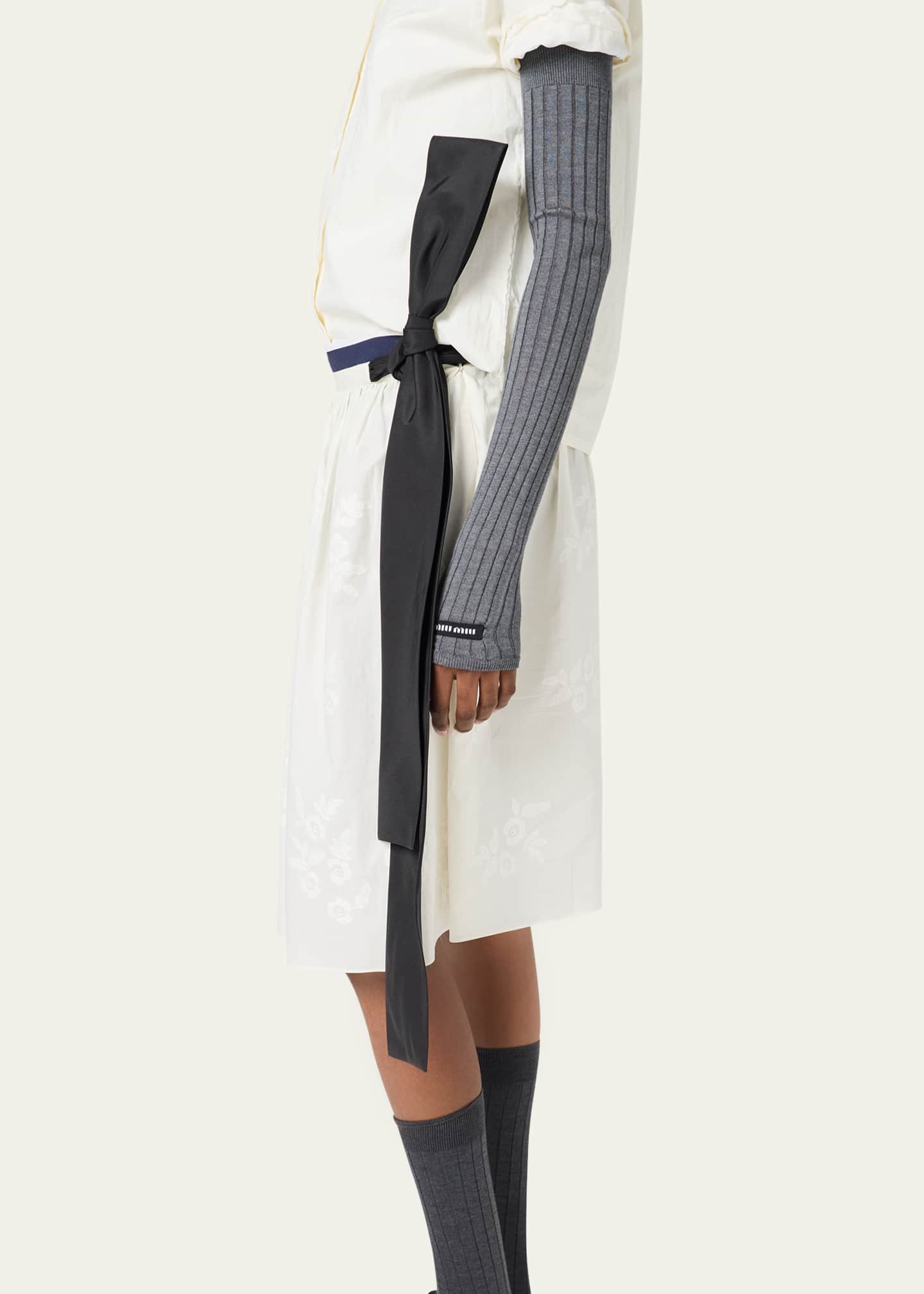 Miu Miu Embroidered Batiste Knee-Length Skirt Image 4 of 4