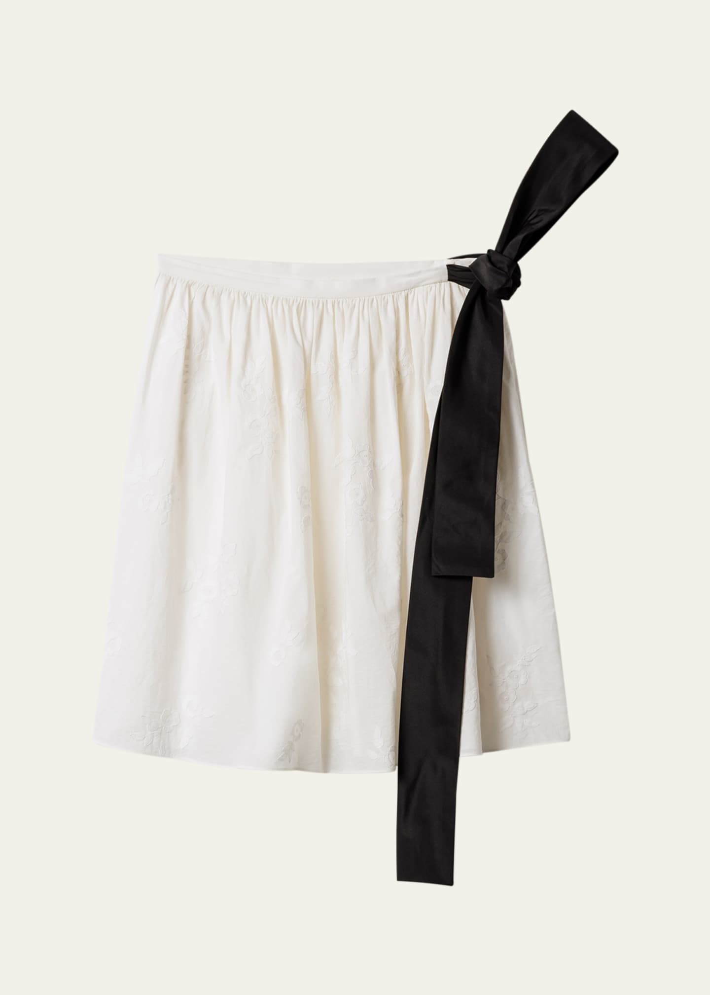 Miu Miu Embroidered Batiste Knee-Length Skirt Image 1 of 4