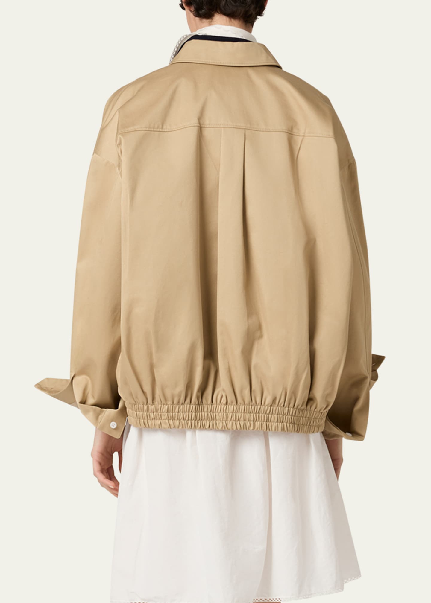MiuMiu Chino Cloth Blouson Jacket チノクロス ブルゾン ロゴ Miu Miu Chino Cloth Blouson Jacket - Bergdorf Goodman