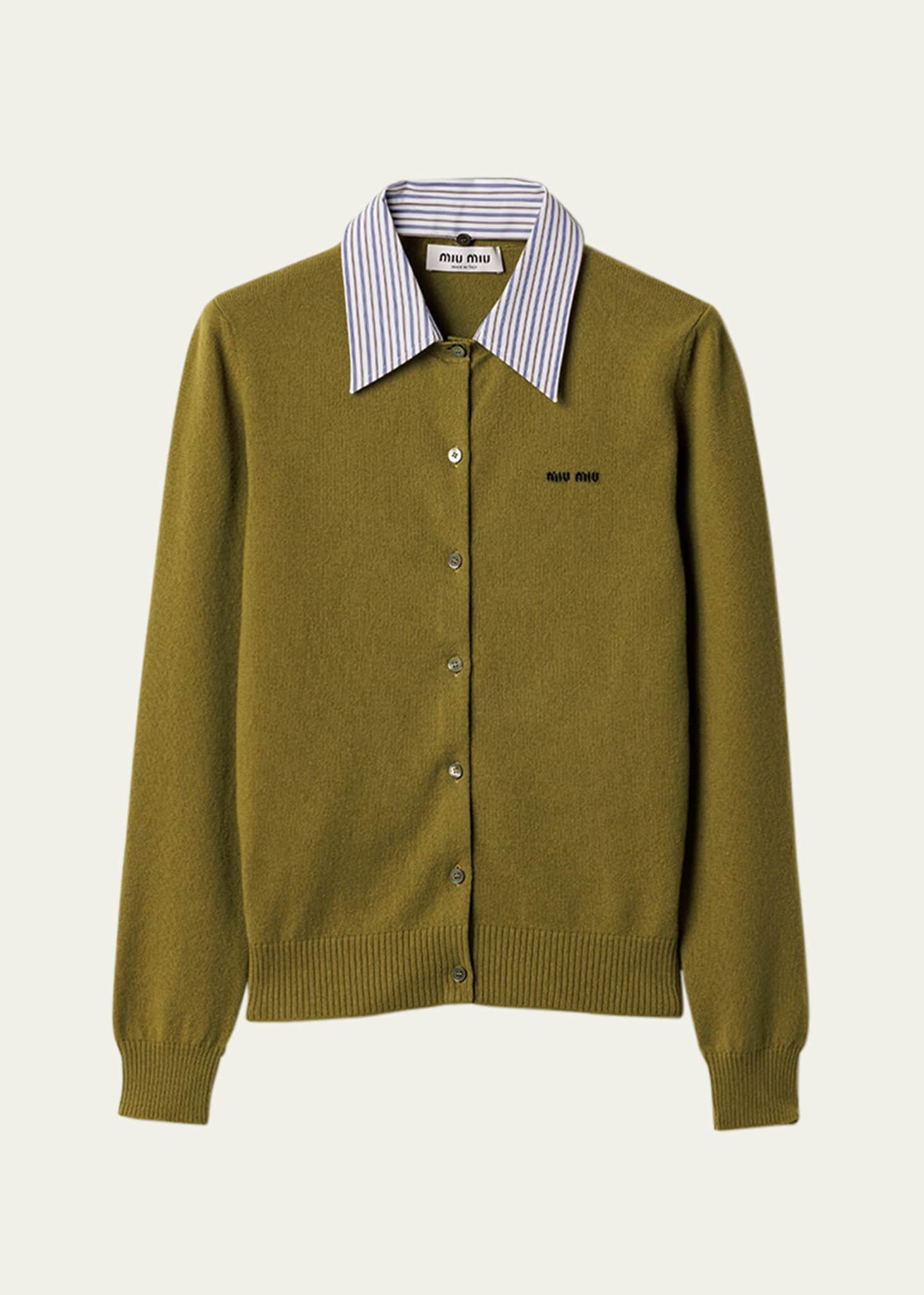 Miu Miu Collared Cashmere Cardigan Image 1 of 4