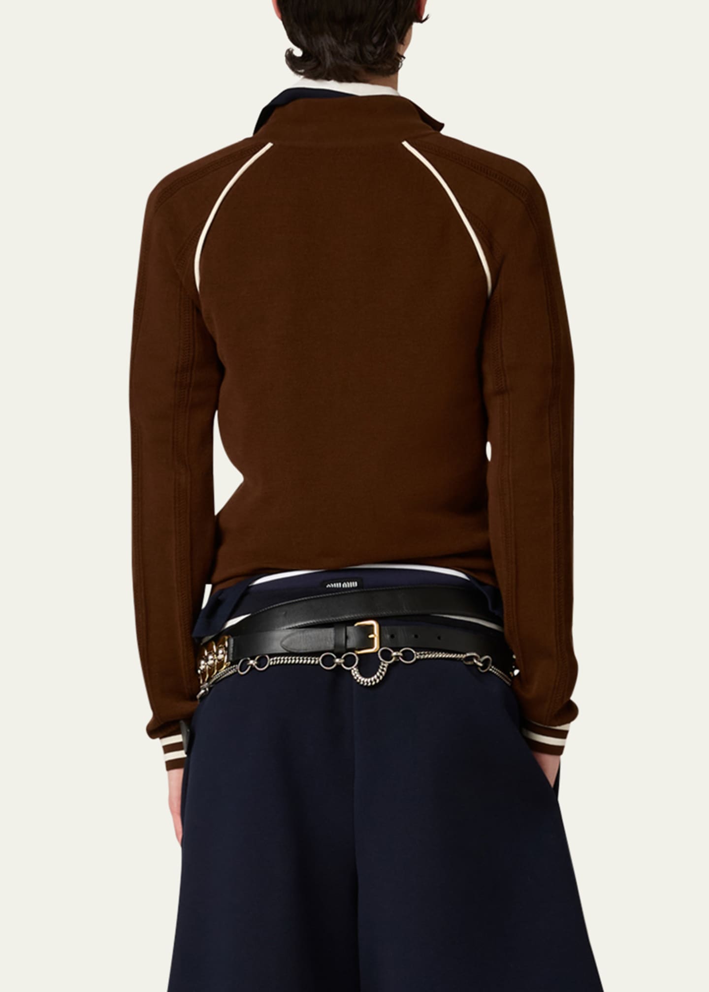 MIU MIU COTTON CARDIGAN ミュウミュウ Miu Miu Cotton Piping Zip-Up Cardigan - Bergdorf Goodman
