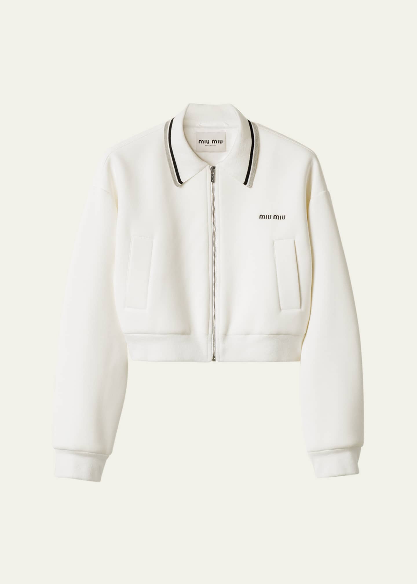Miu Miu Piquet Cropped Zip Jacket - Bergdorf Goodman