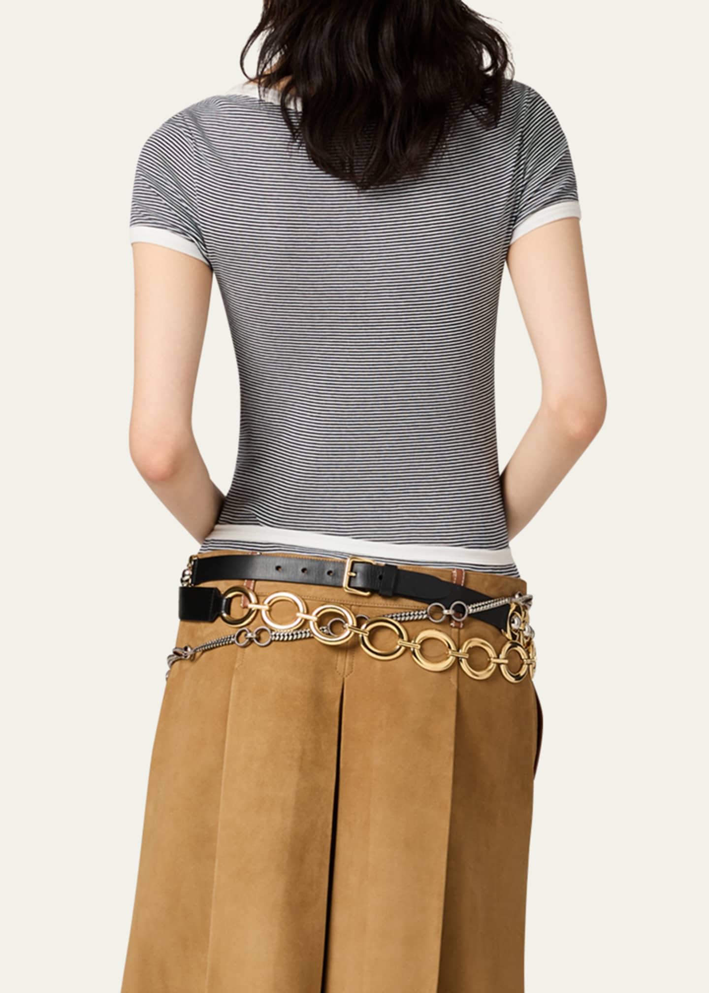 Miu Miu Striped Jersey Short-Sleeve T-Shirt - Bergdorf Goodman